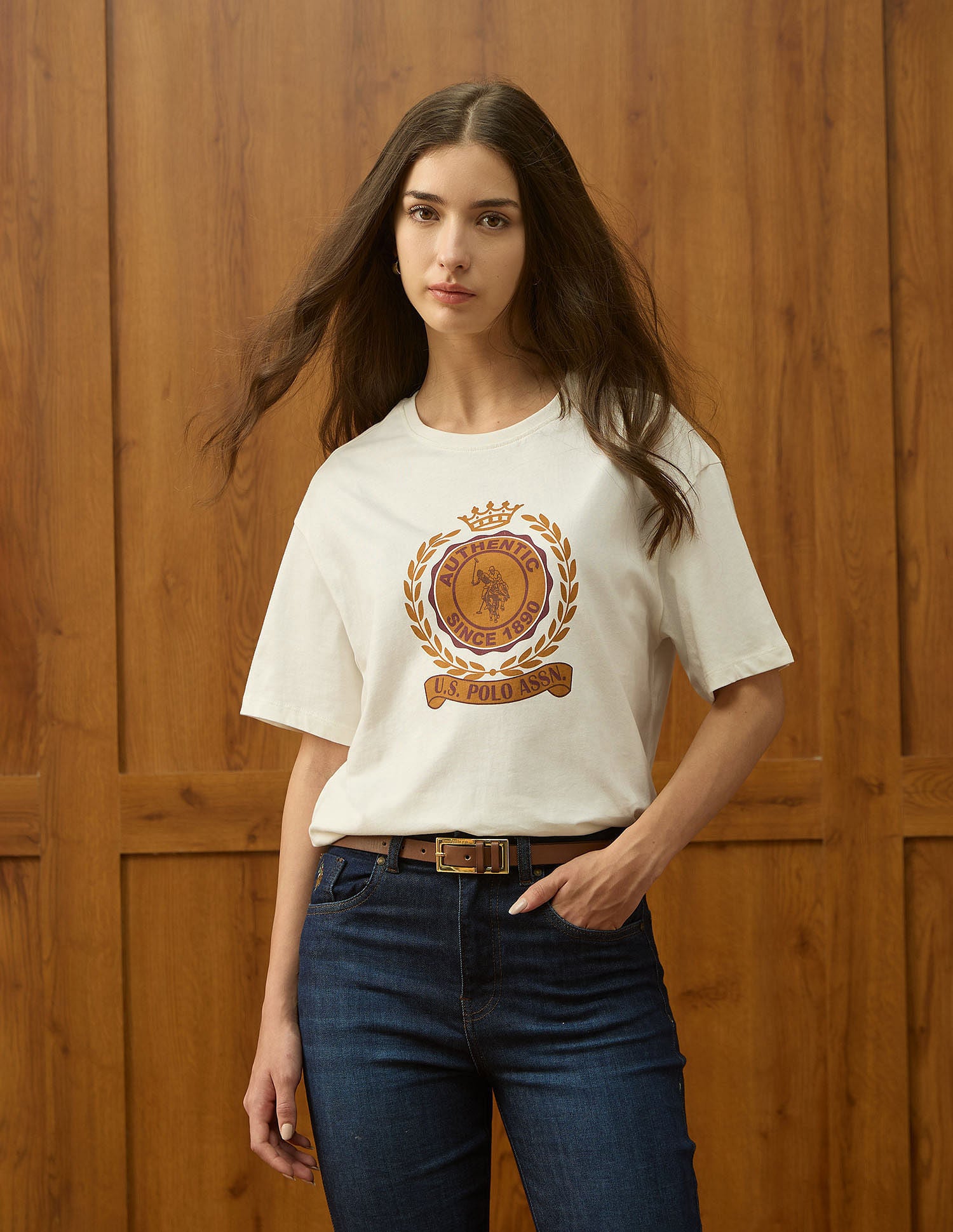 Oversized Fit Brand Printed T-Shirt Off White - U.S. POLO ASSN. | Large