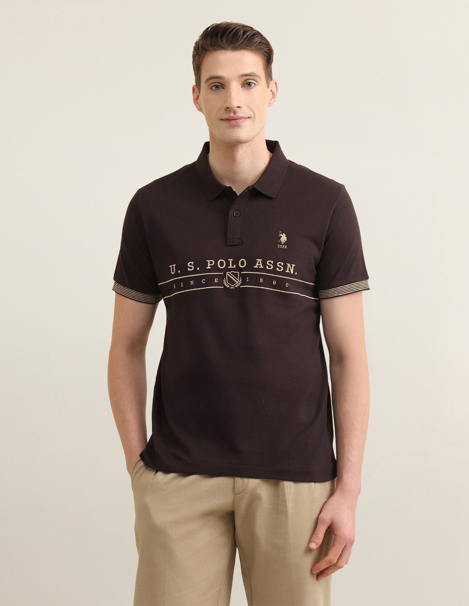 Brand Embroidered Sotogrande Polo Shirt Dark Brown - U.S. Polo Assn. India | Large