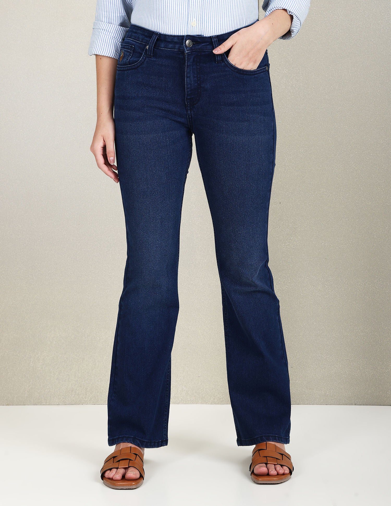 Mid Rise Bootcut Fit Jeans Dark Blue - U.S. POLO ASSN. | Large