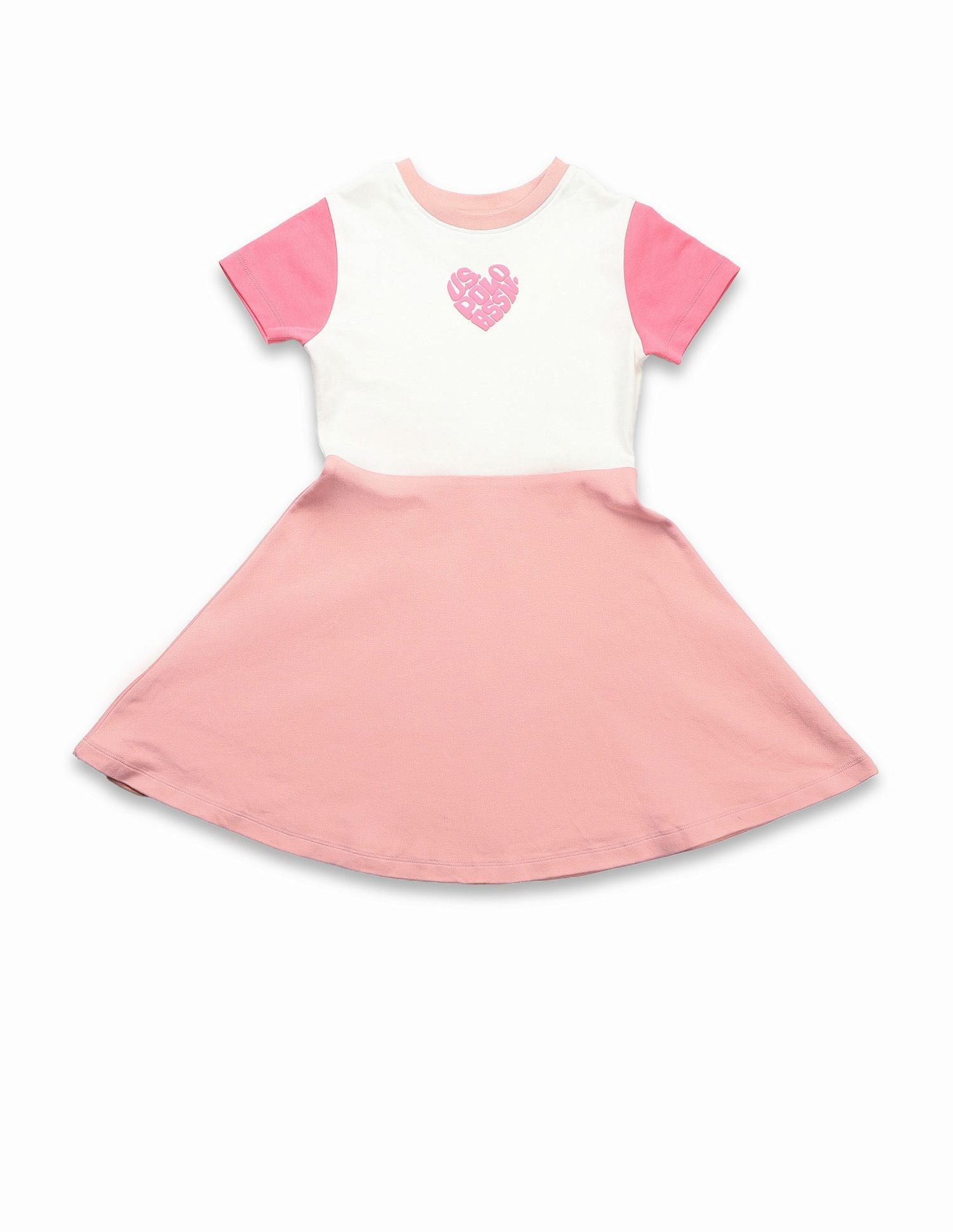 Girls Colorblocked Fit And Flare Dress Peach - U.S. Polo Assn. India | Large