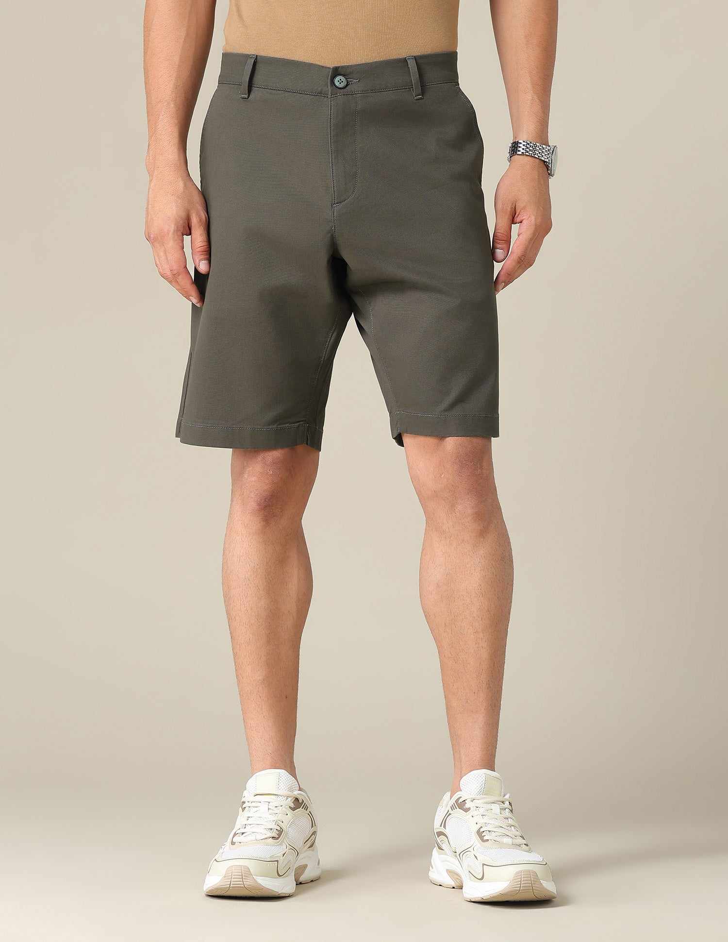 Solid Slim Fit Shorts Dark Olive - U.S. POLO ASSN. | Large