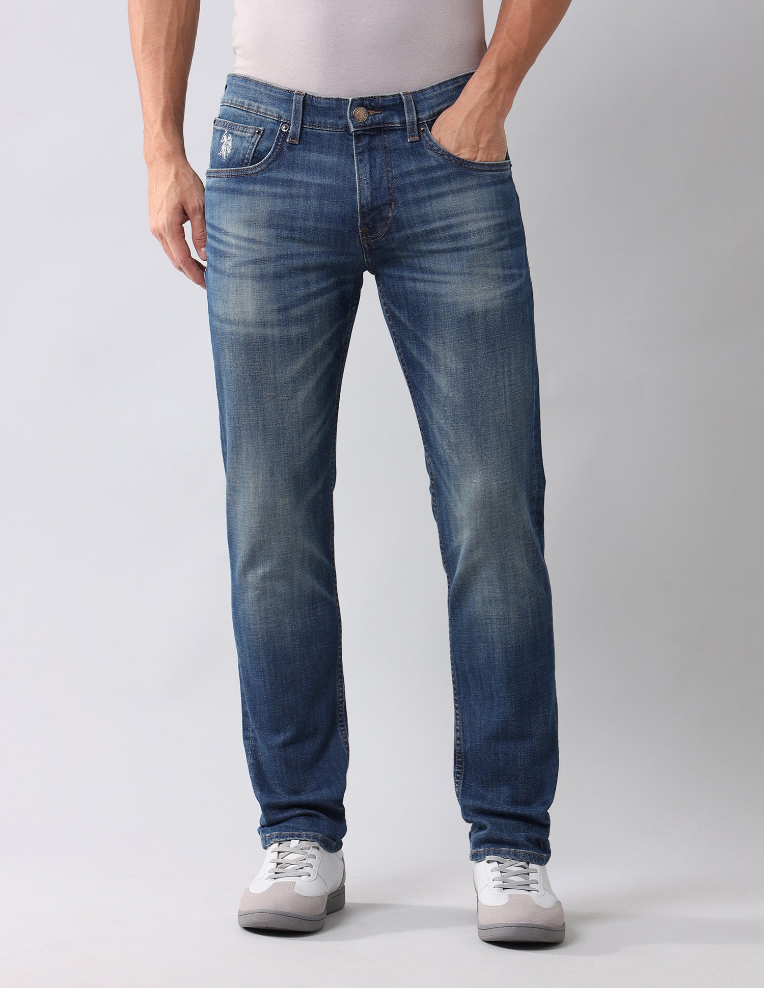 Brandon Slim Tapered Blue Jeans Mid Wash - U.S. Polo Assn. India | Large