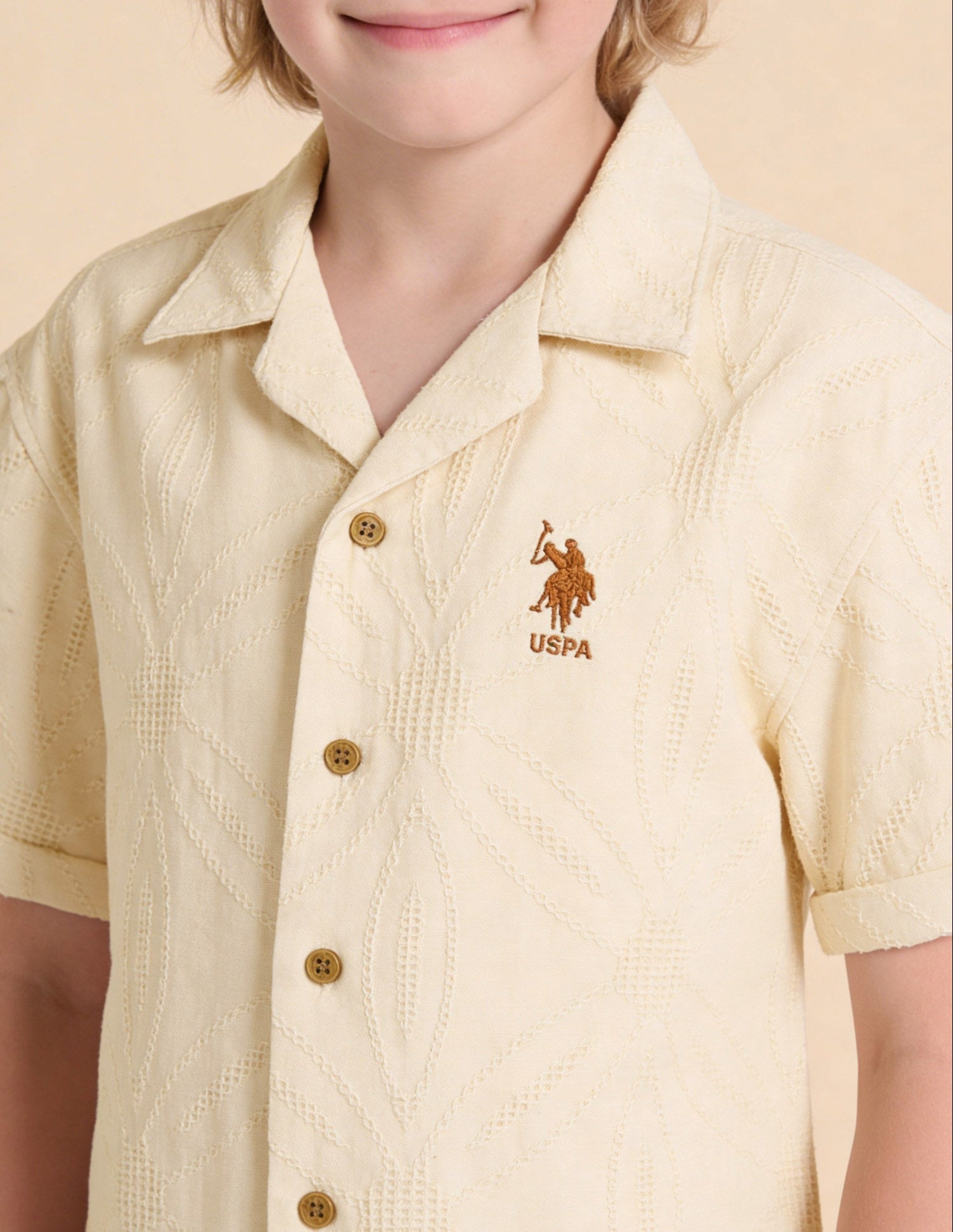 Self Design Floral Dobby Shirt Cream - U.S. Polo Assn. India | Large