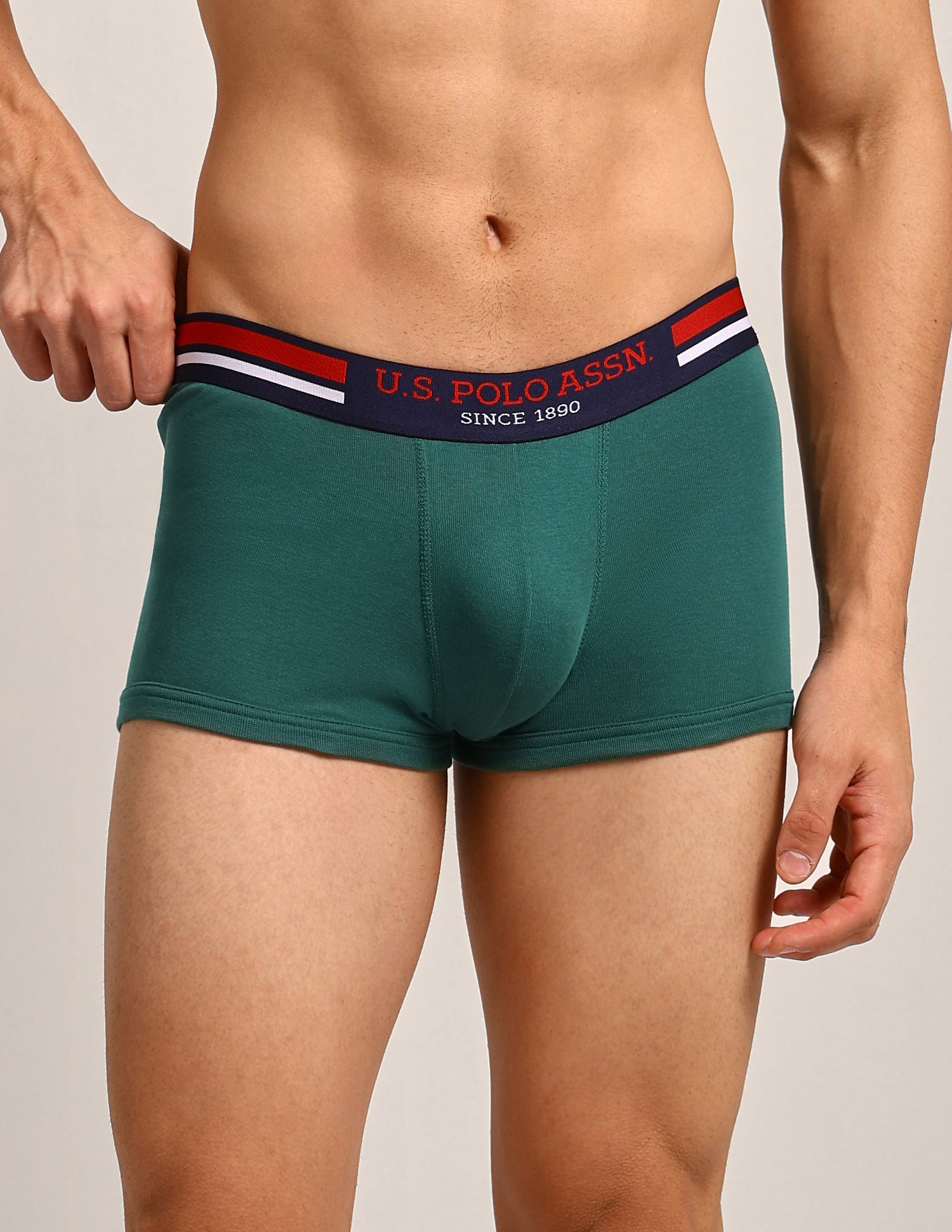 Elastic Waistband Ribbed I641 Trunks - Pack Of 3 Black/Bistro Green/Black - U.S. Polo Assn. India | Large