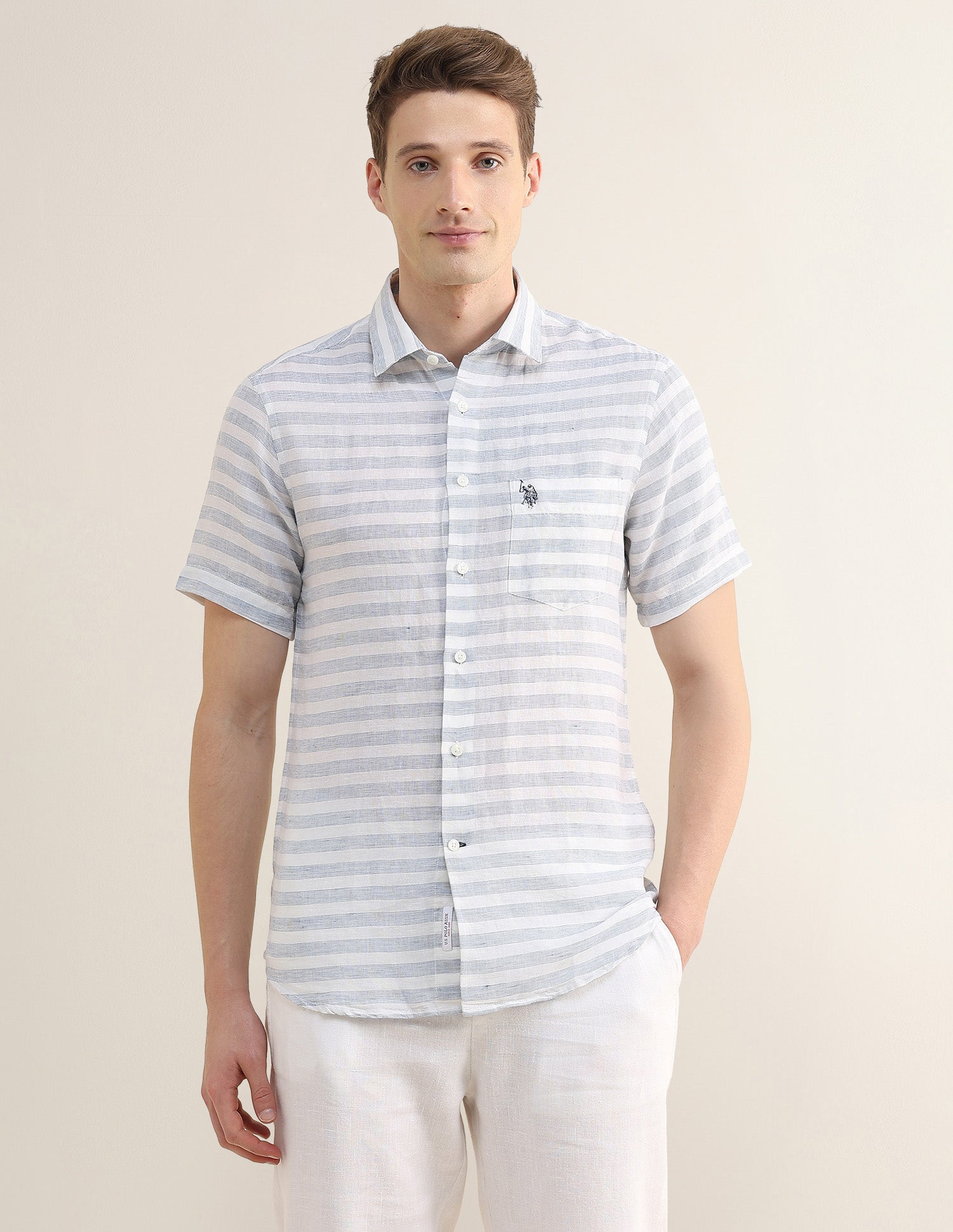 Horizontal Striped Regular Fit Shirt Teal - U.S. Polo Assn. India | Large