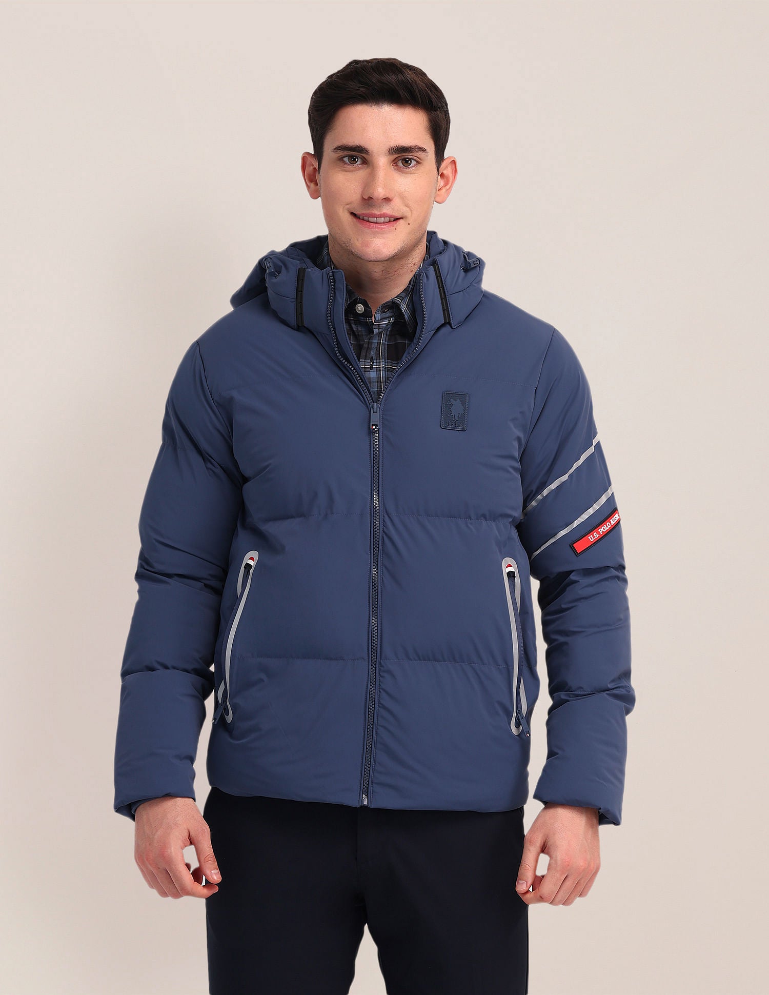Detachable Hood Padded Jacket Blue - U.S. Polo Assn. India | Large