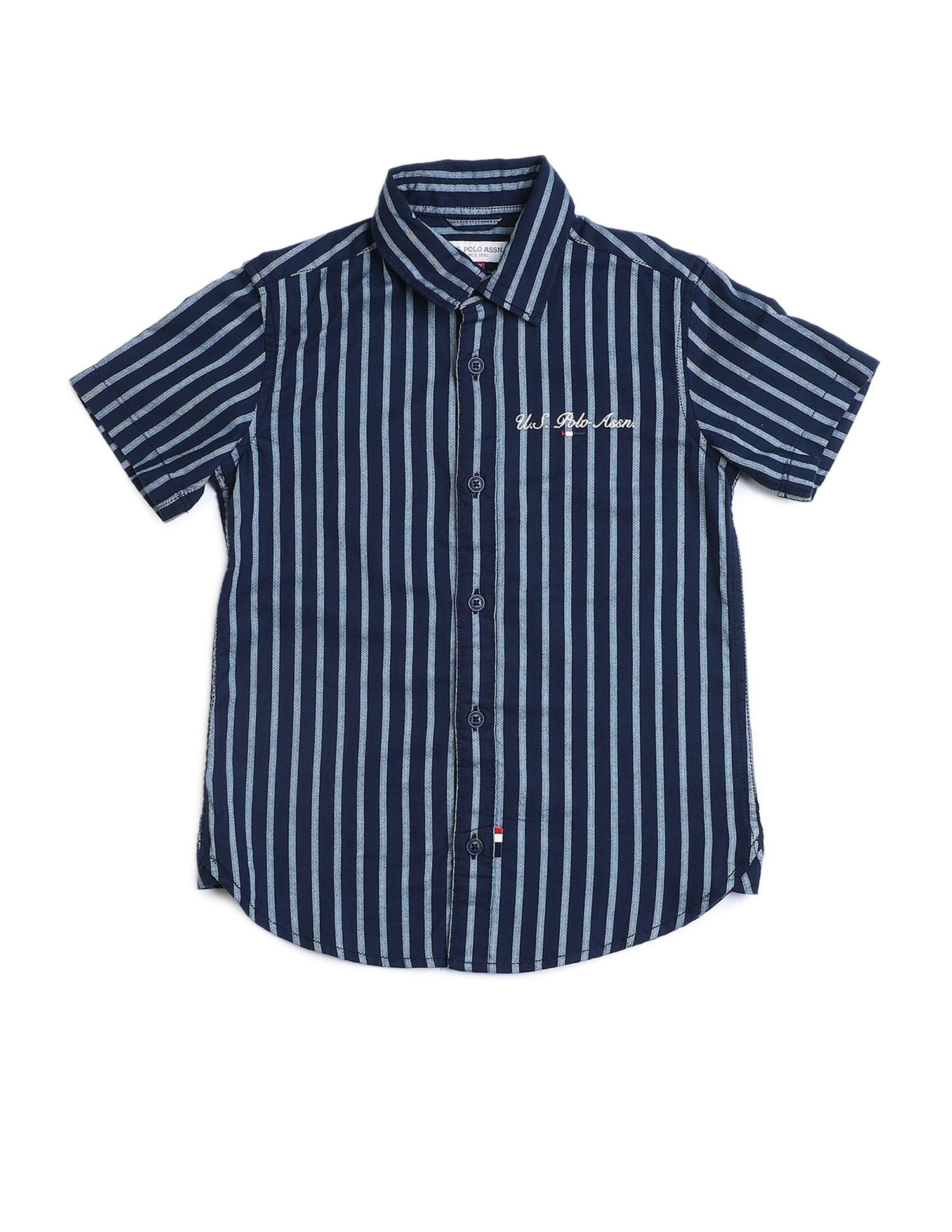 Boys Vertical Striped Regular Fit Shirt Navy - U.S. POLO ASSN. | Large