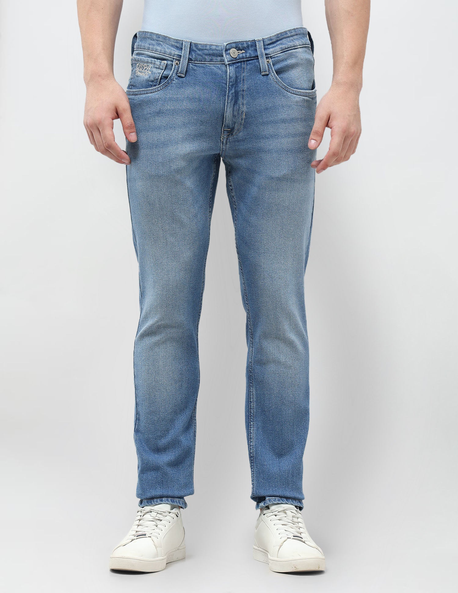 Brandon Slim Tapered Fit Whiskered Jeans Light Blue - U.S. POLO ASSN. | Large