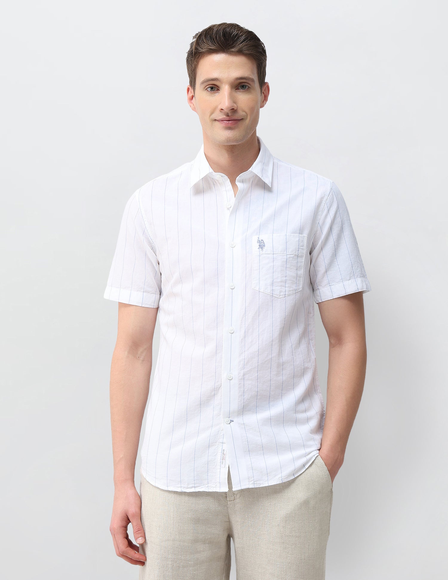 Vertical Striped Regular Fit Shirt Blue - U.S. Polo Assn. India | Large