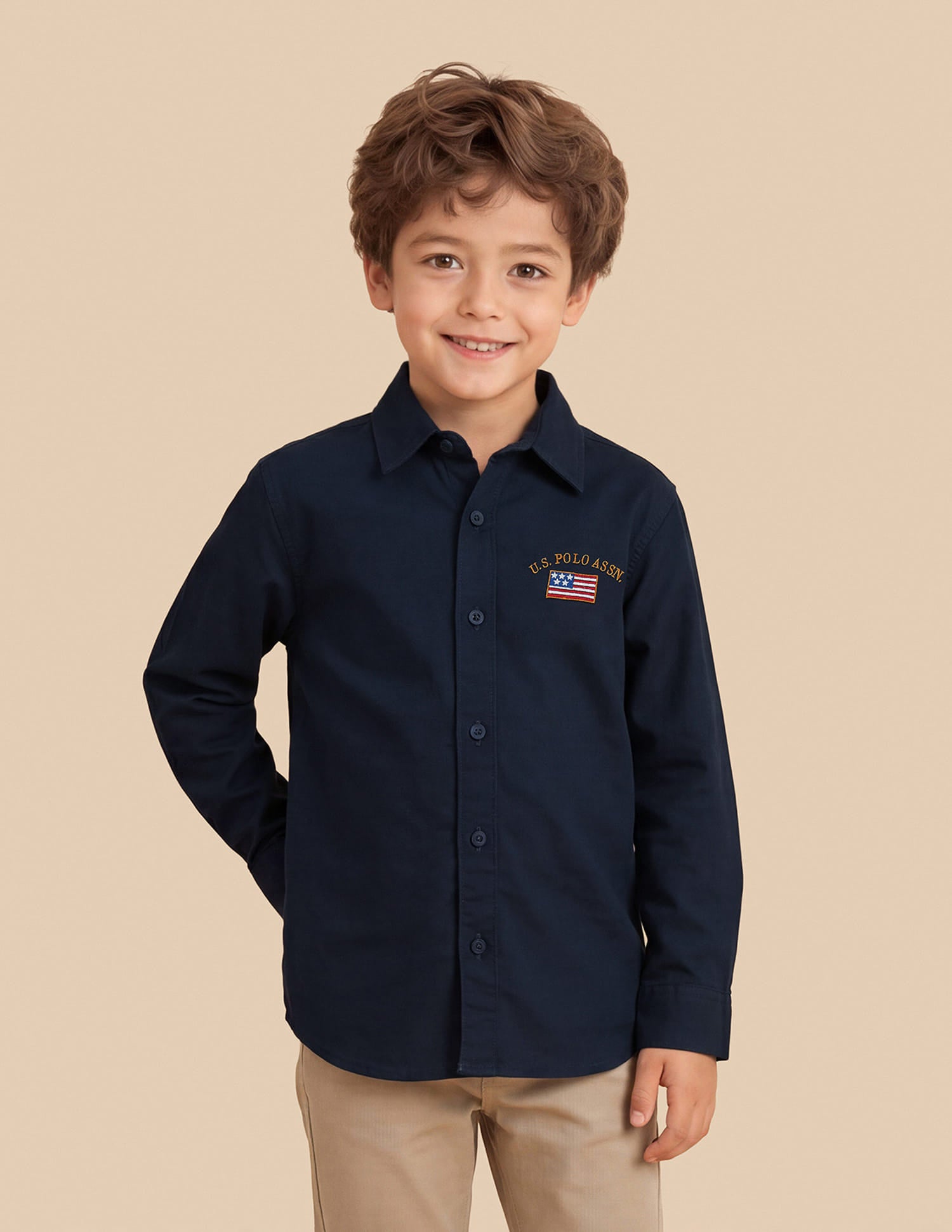 Solid Regular Fit Shirt Navy - U.S. Polo Assn. India | Large