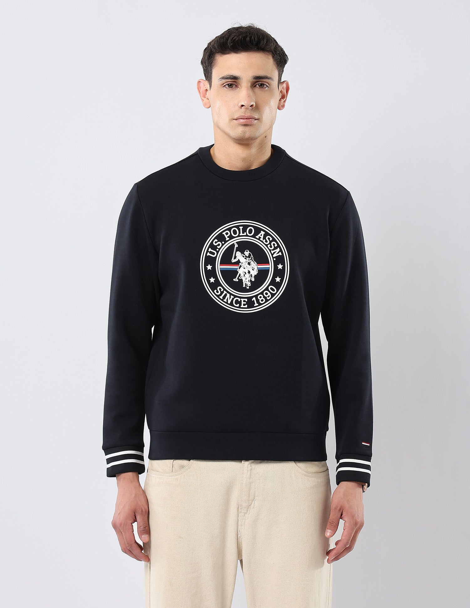 Brand Embossed Regular Fit Sweatshirt Navy - U.S. POLO ASSN. | Large