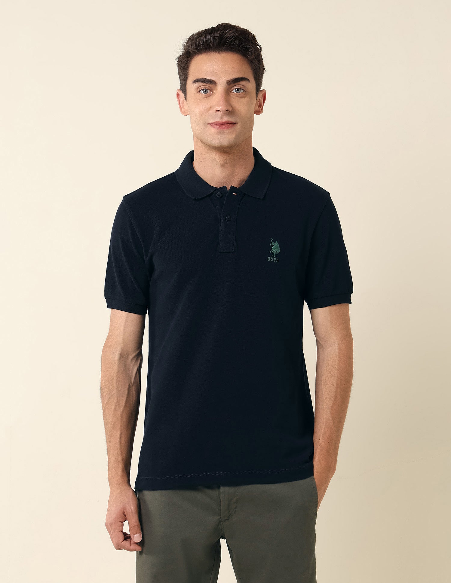 Slim Fit Pure Cotton Polo Shirt Navy - U.S. Polo Assn. India | Large