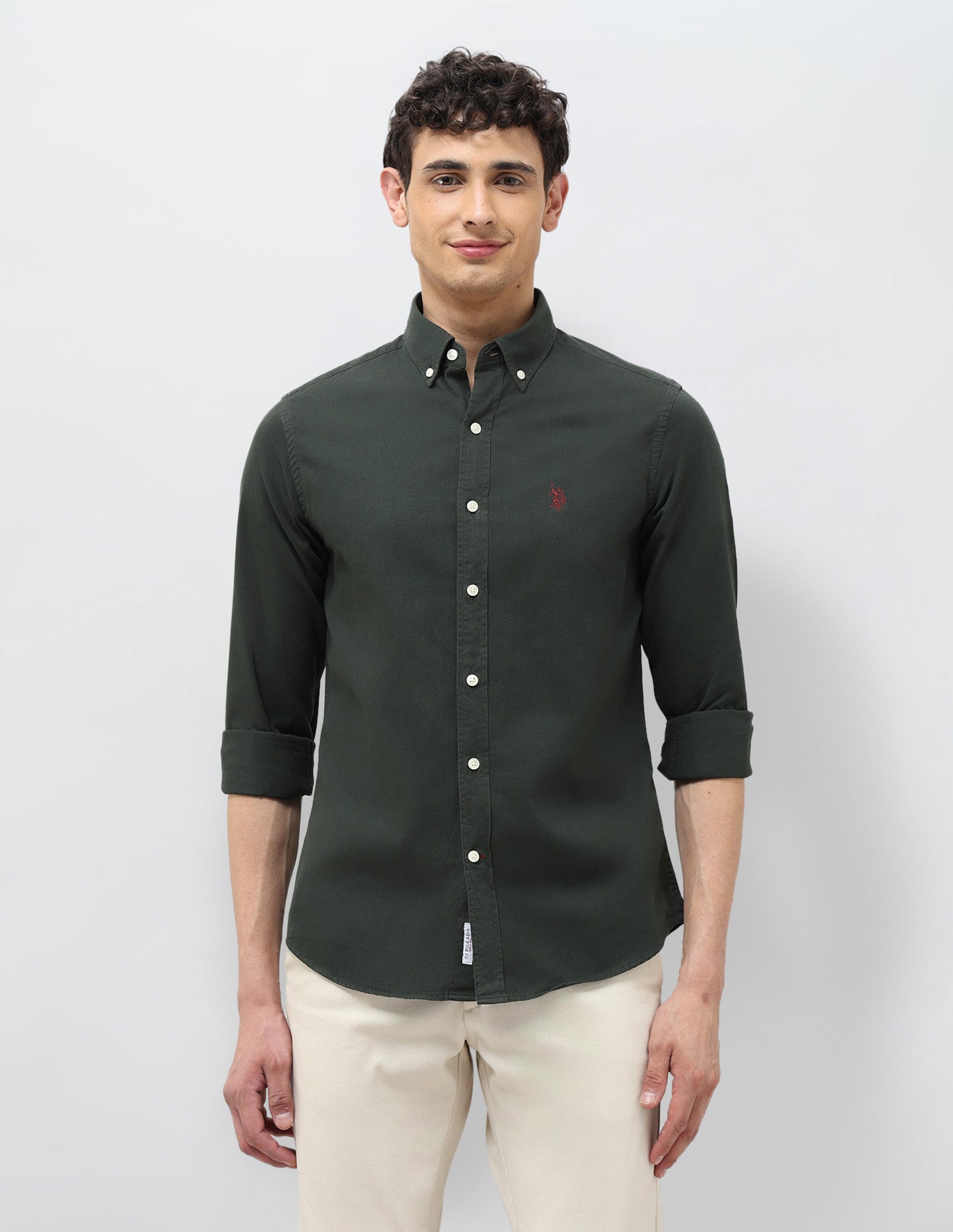 Twill Tailored Fit Shirt Olive - U.S. POLO ASSN. | Large