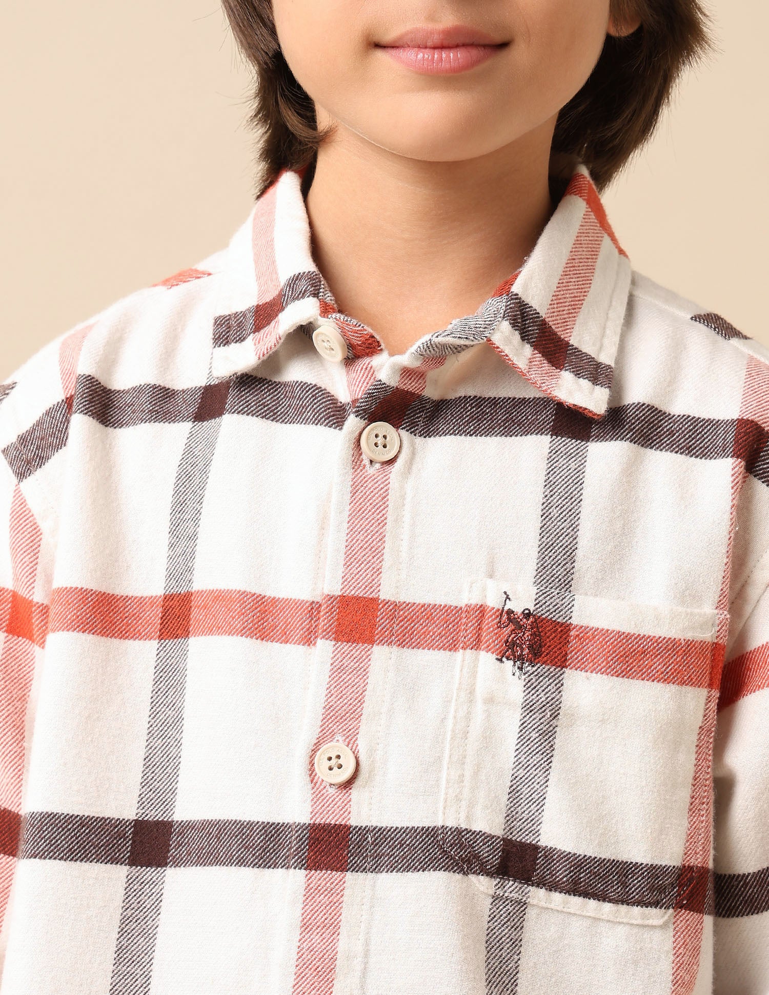 Boys All Over Printed Twill Shirt Beige - U.S. POLO ASSN. | Large