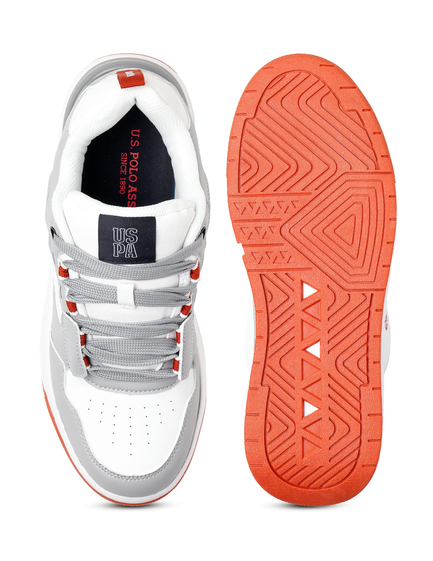 Round Toe Colourblocked Vander Sneakers Light Grey - U.S. Polo Assn. India | Large
