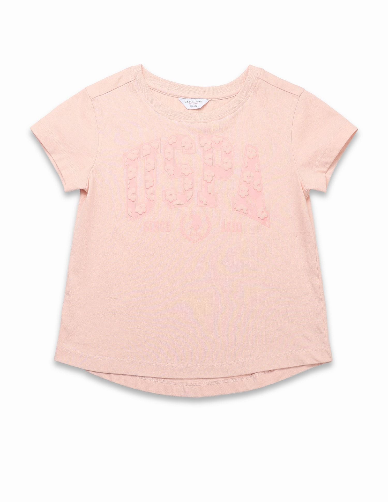 Girls Puff Print Relaxed Fit T-Shirt Pink - U.S. POLO ASSN. | Large