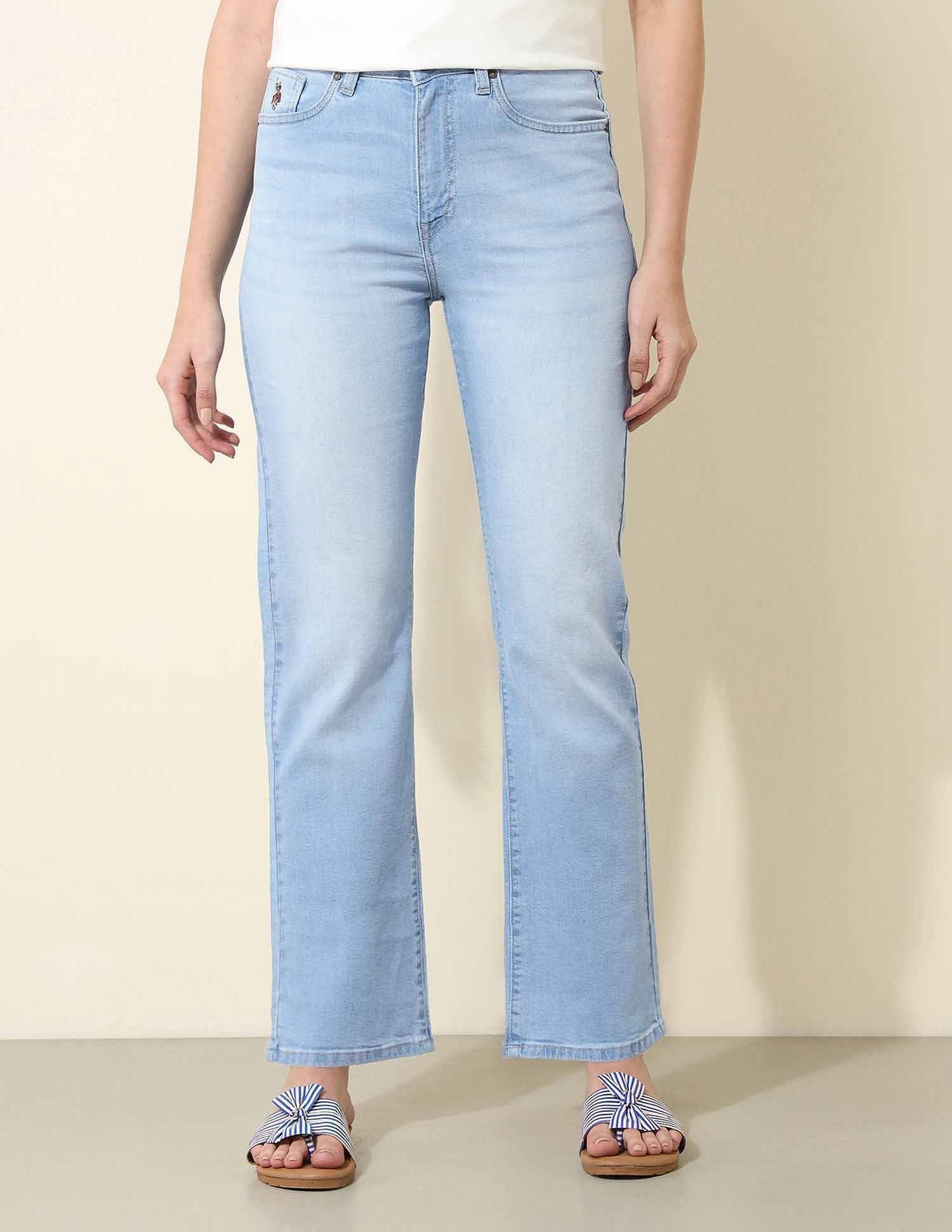 High Rise Straight Fit Cloud Soft Jeans Light Blue - U.S. Polo Assn. India | Large