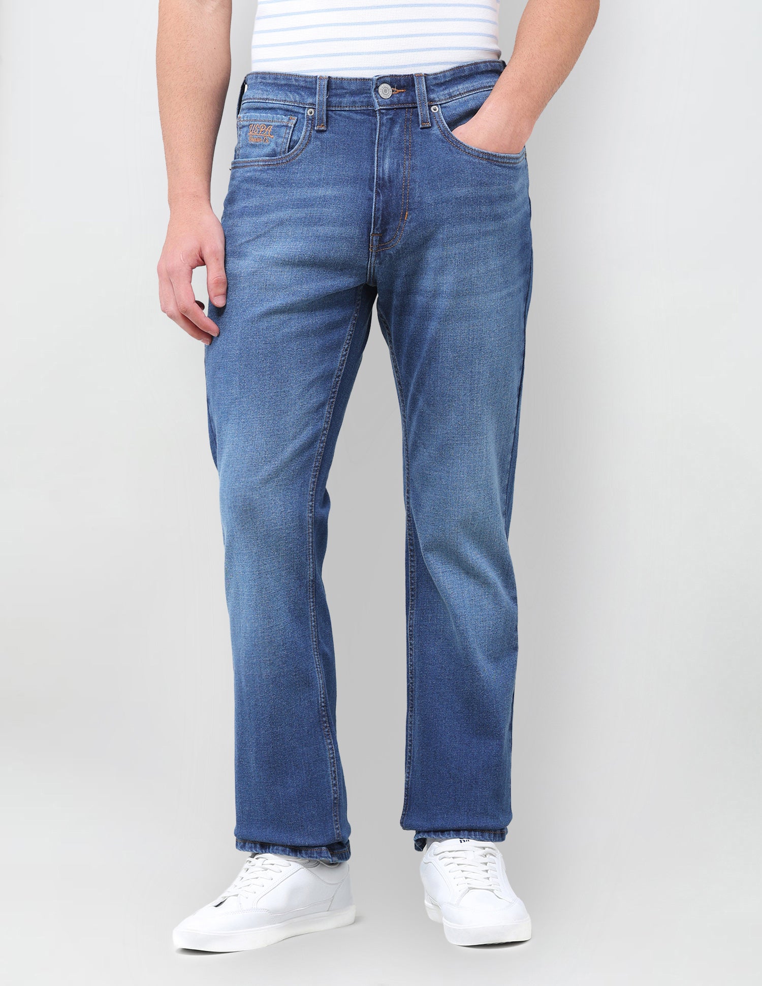 Connor Bootcut Fit Blue Jeans Mid Blue - U.S. Polo Assn. India | Large