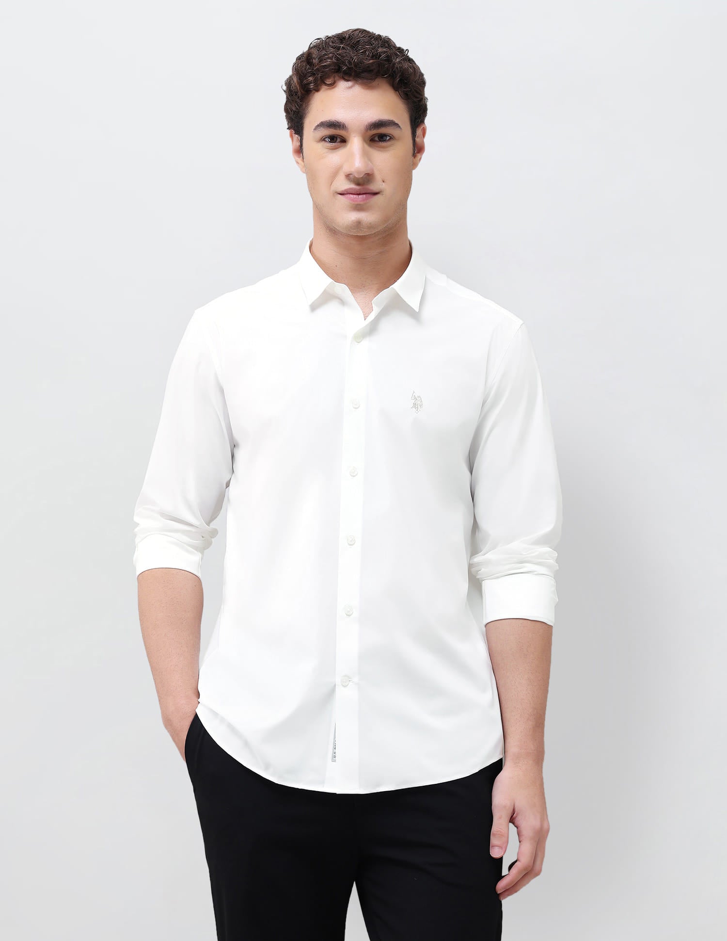 Solid Regular Fit Shirt White - U.S. Polo Assn. India | Large