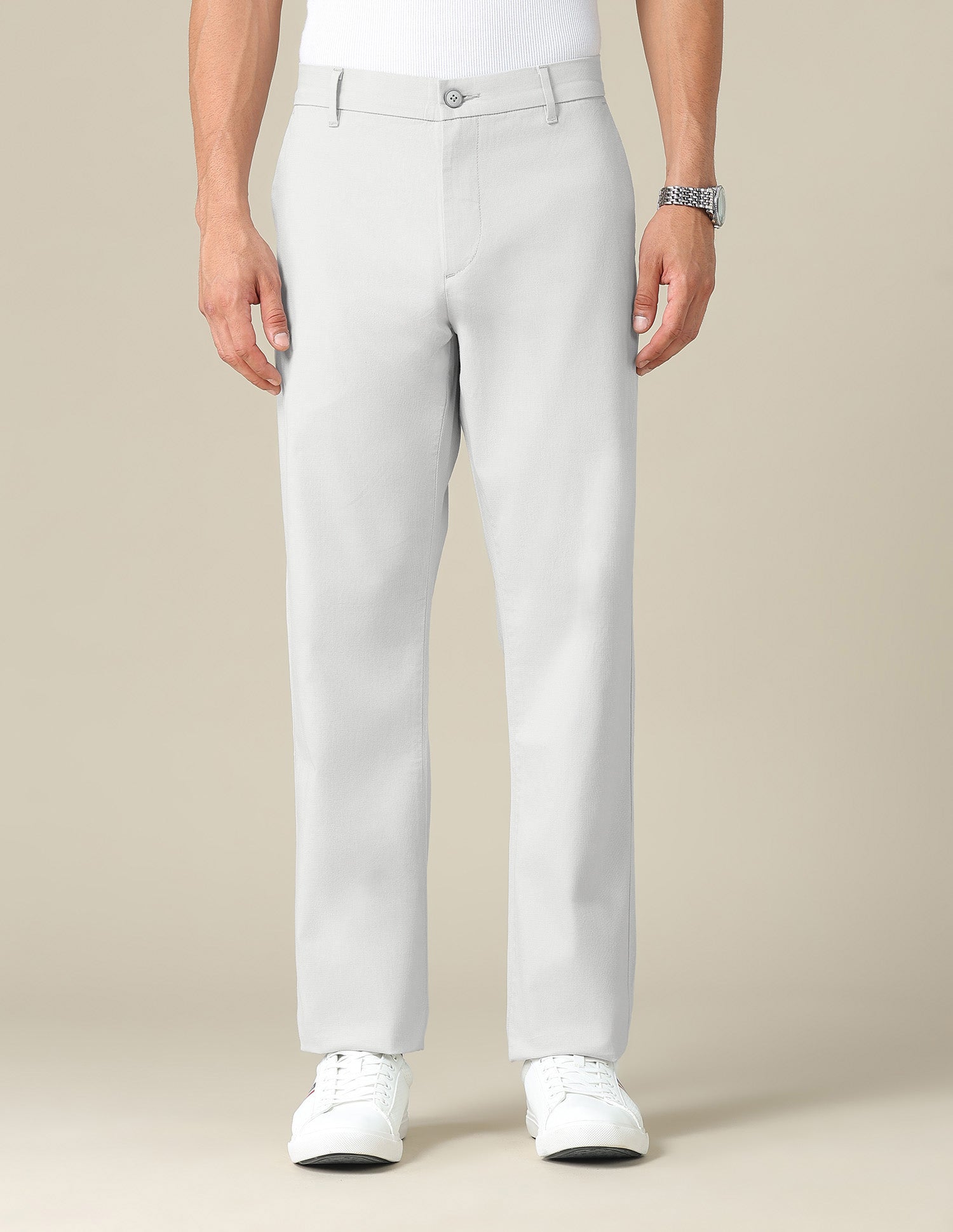 Riley Straight Fit Dobby Trousers Light Grey - U.S. POLO ASSN. | Large