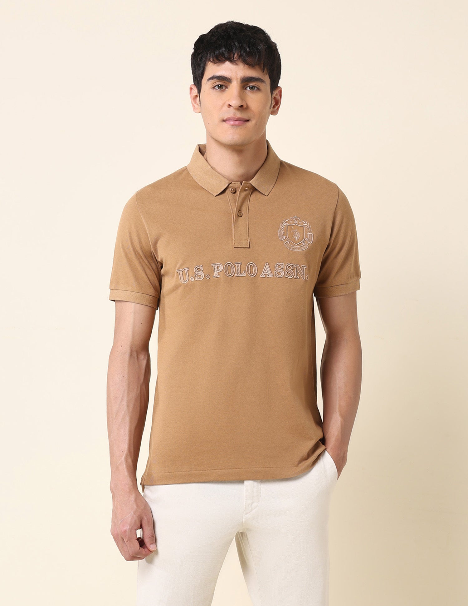 Brand Embroidered Classic Polo Shirt Brown - U.S. Polo Assn. India | Large