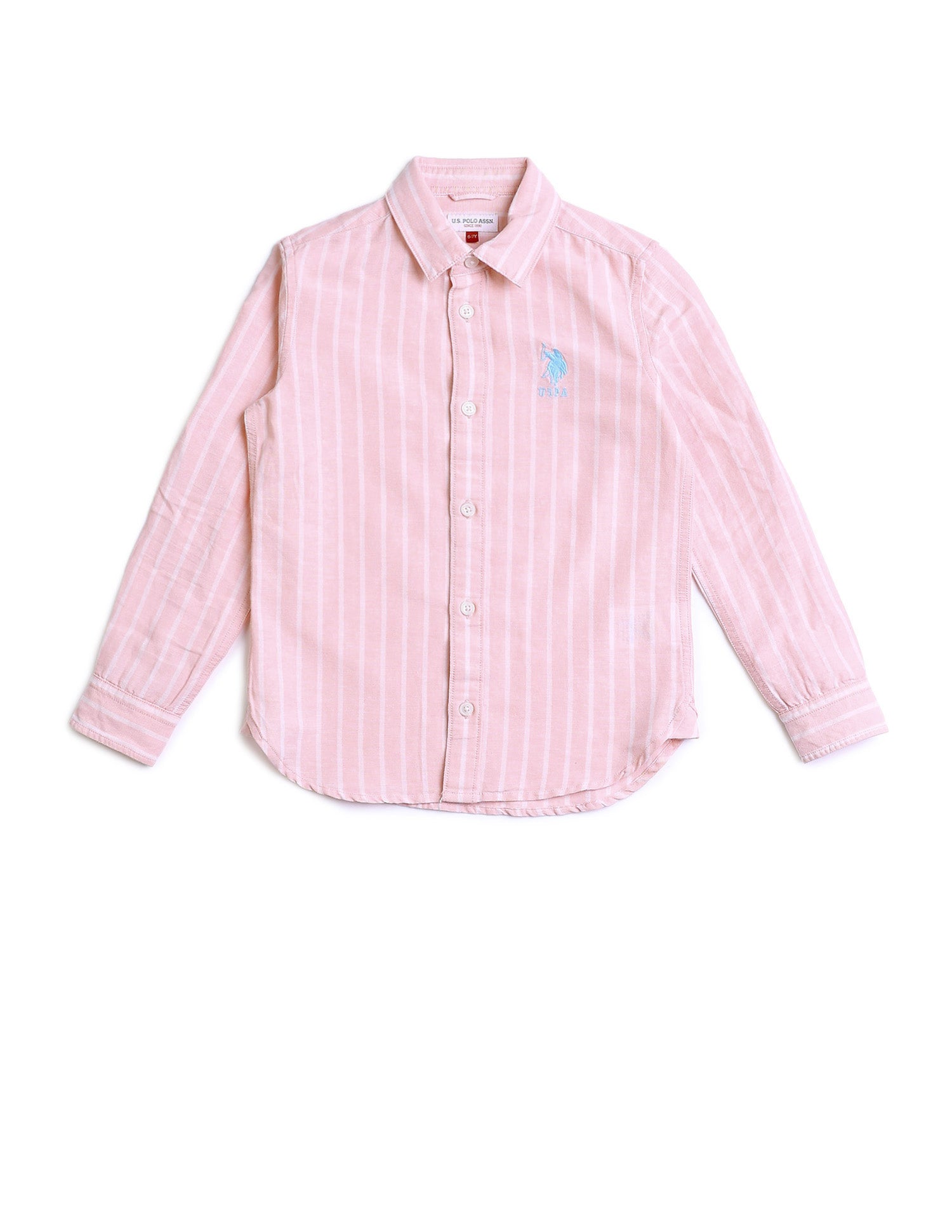 Boys Vertical Striped Dobby Shirt Pink - U.S. POLO ASSN. | Large
