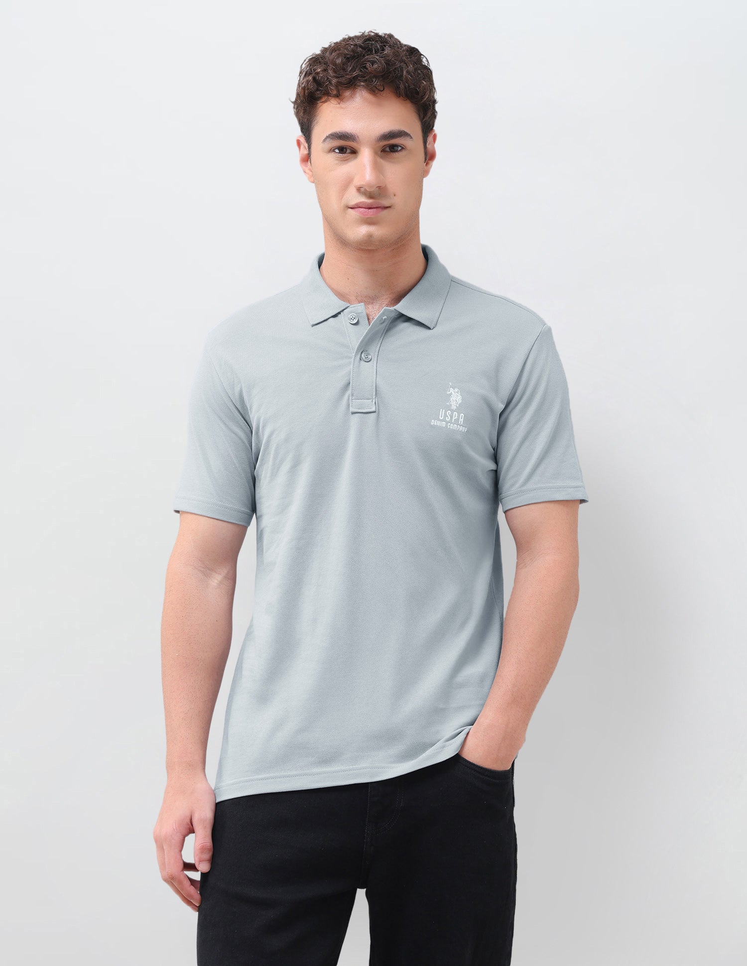 Solid Slim Fit Polo Shirt Grey - U.S. Polo Assn. India | Large