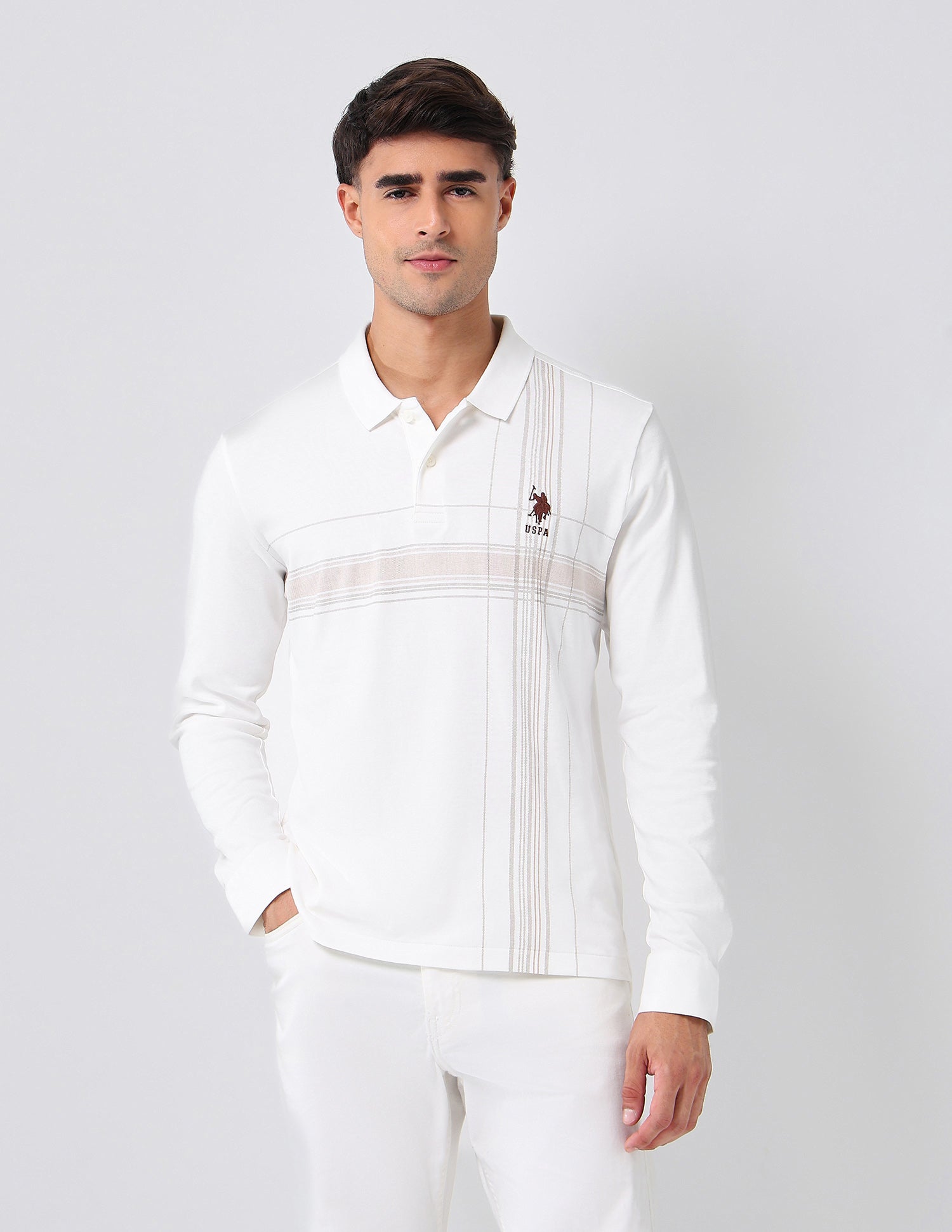 Checked Regular Fit Polo Shirt Off White - U.S. POLO ASSN. | Large