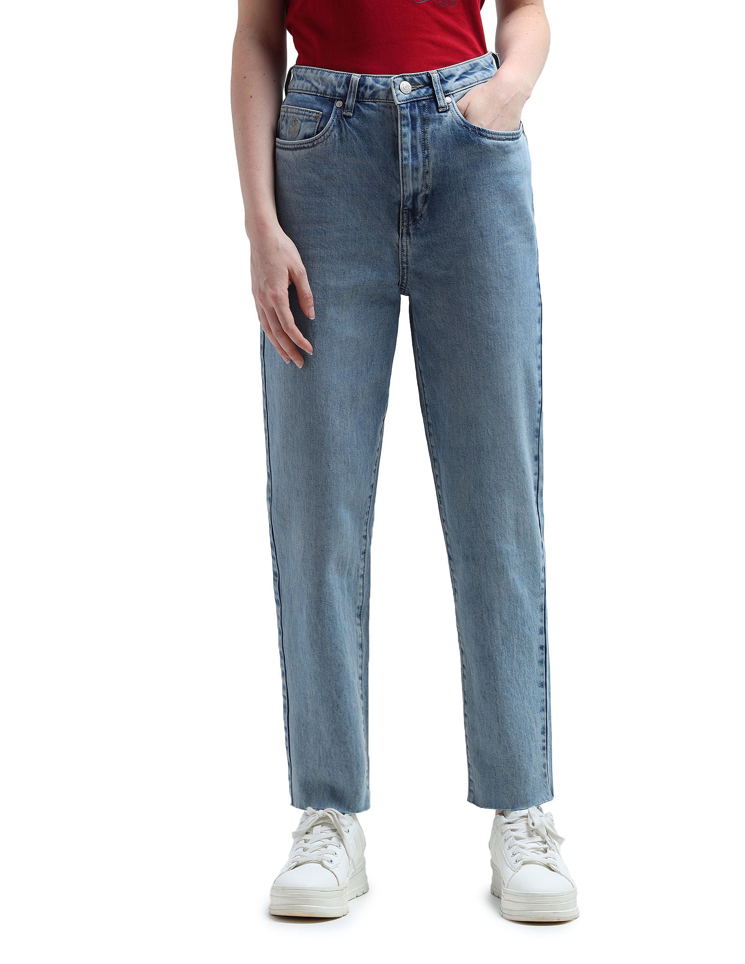 Buy Women High Rise Mom Fit Jeans Blue|U.S. Polo Assn. India – US