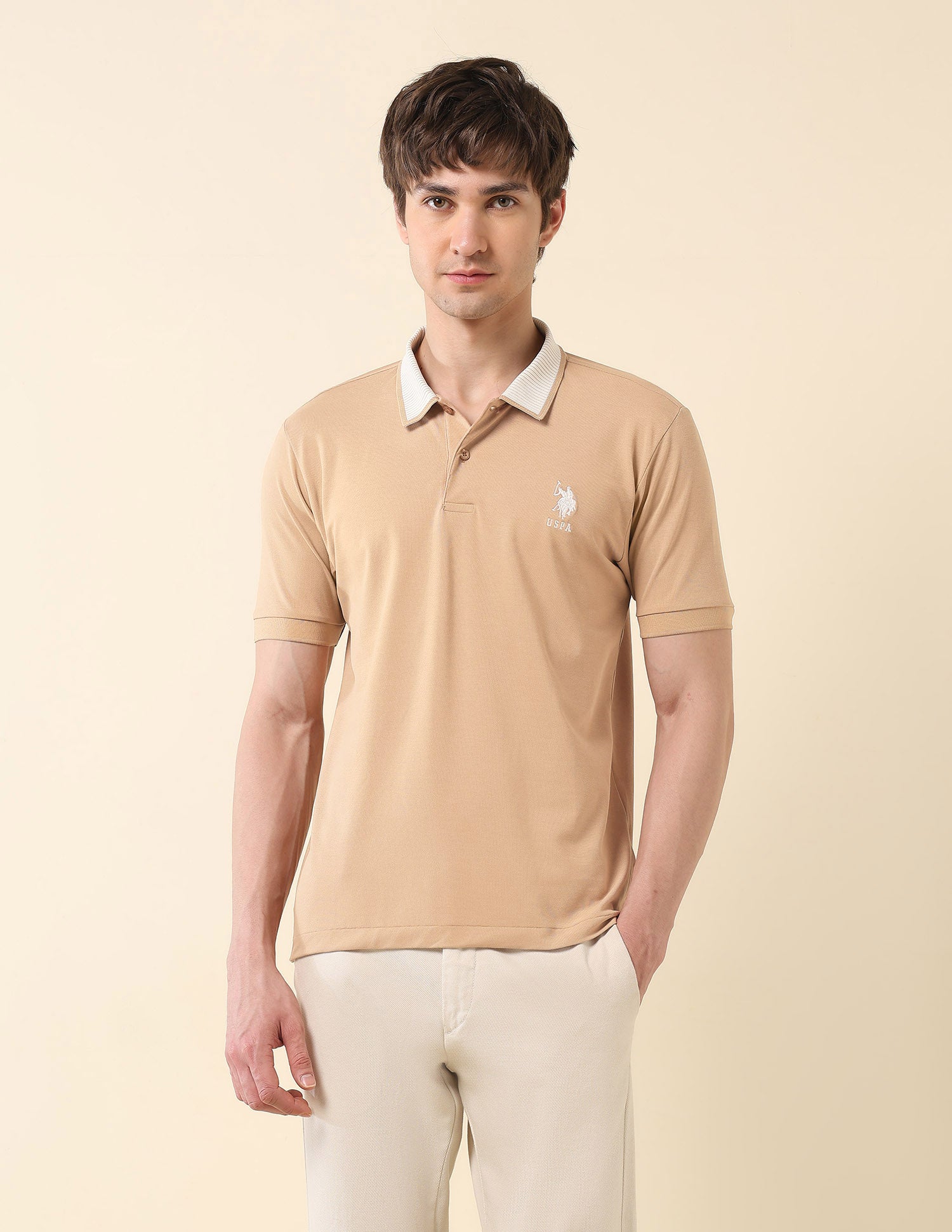 Slim Fit Classic Polo Shirt Light Brown - U.S. Polo Assn. India | Large