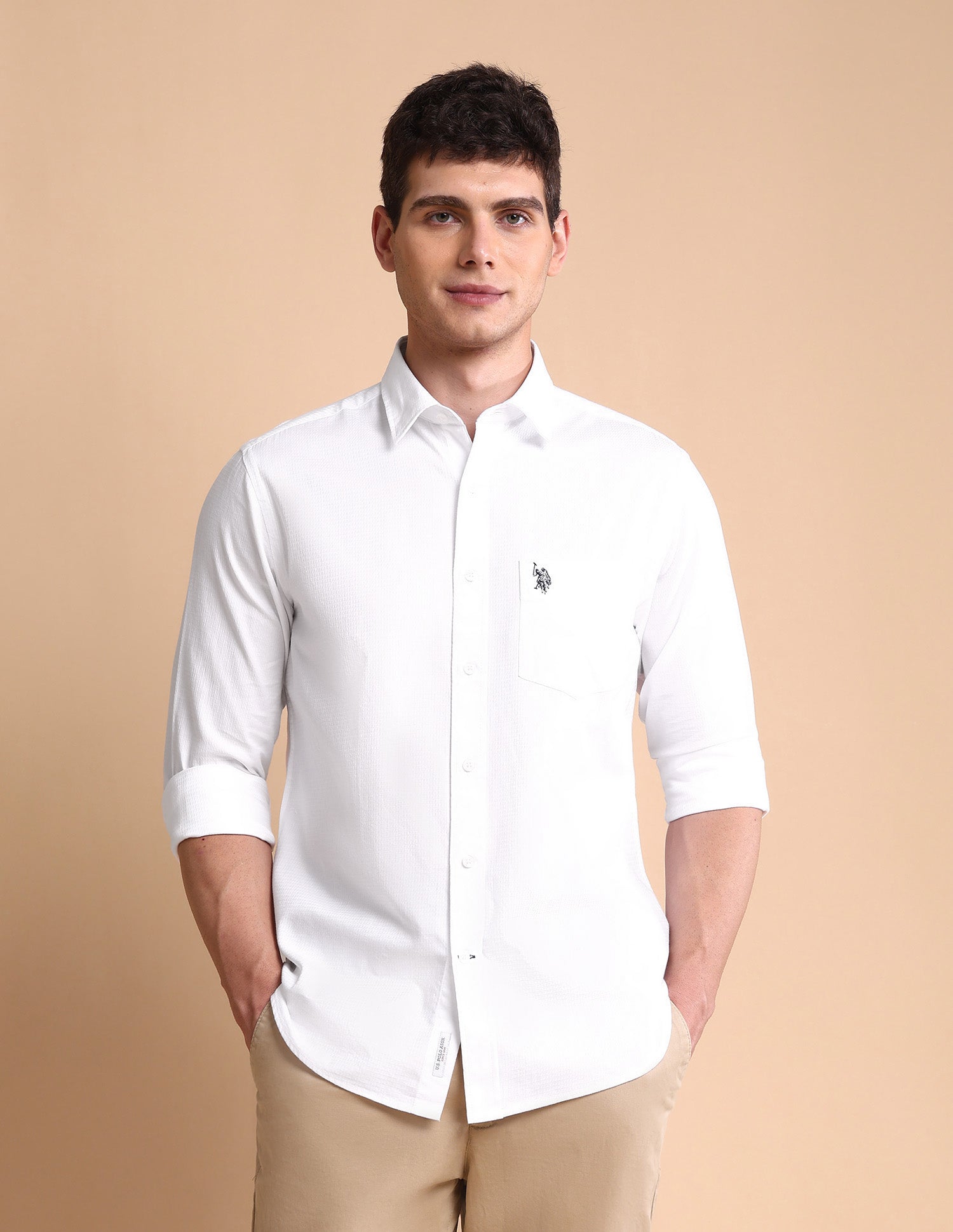 Pure Cotton Tailored Fit Shirt White - U.S. POLO ASSN. | Large