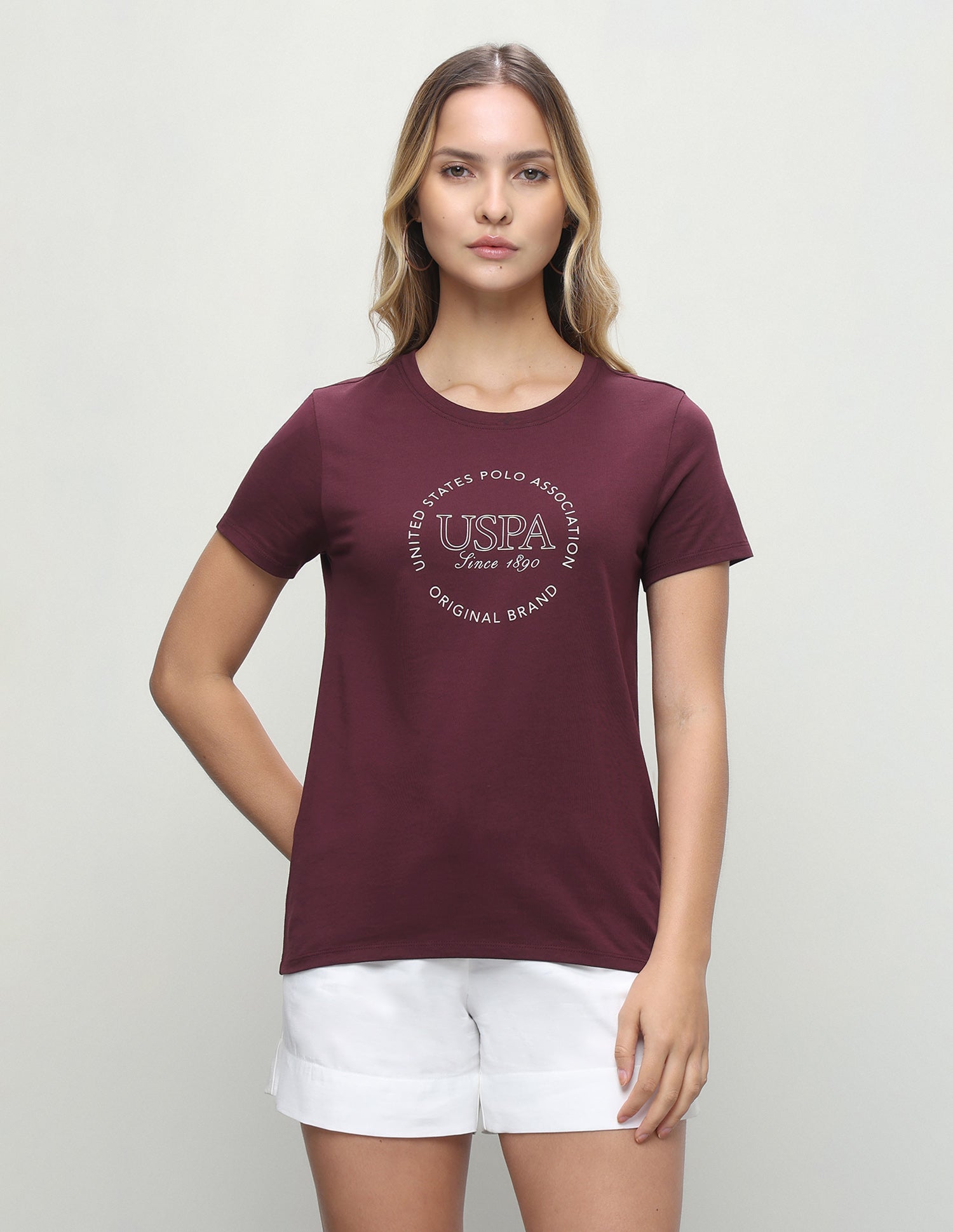 Typographic Brand Printed Regular Fit T-Shirt Purple - U.S. Polo Assn. India | Large