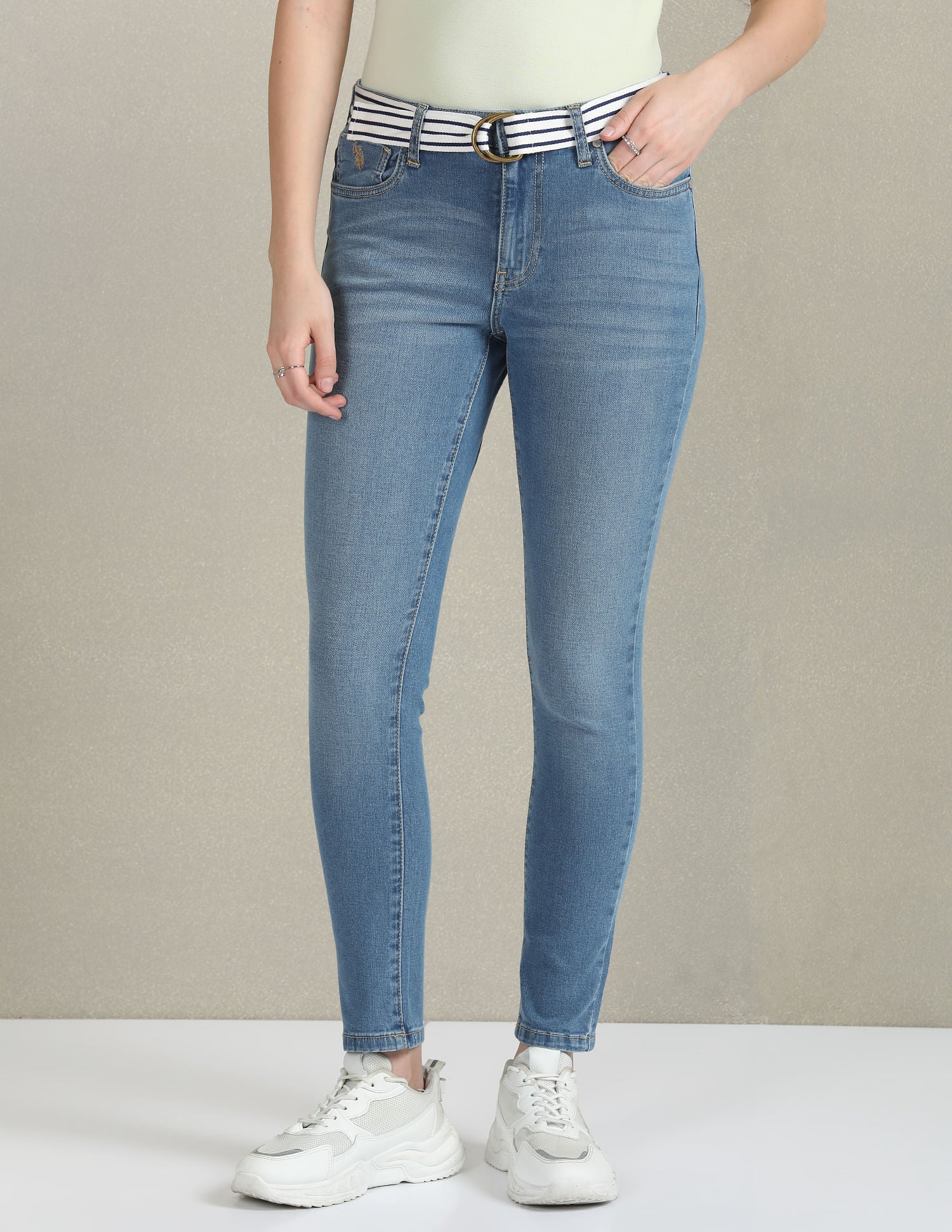 Mid Rise Stone Wash Jeans Blue - U.S. POLO ASSN. | Large