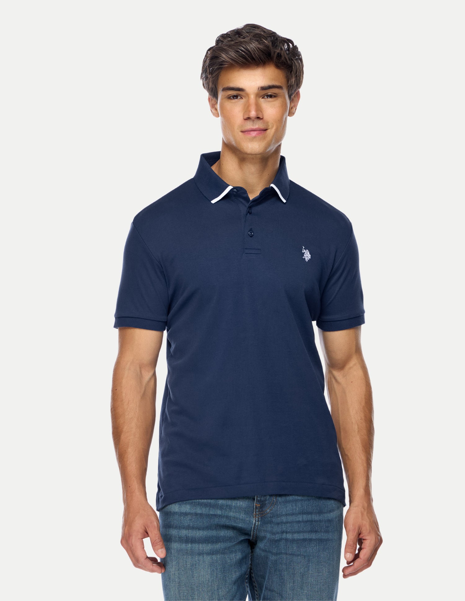 Solid Slim Fit Polo Shirt Dark Blue - U.S. Polo Assn. India | Large