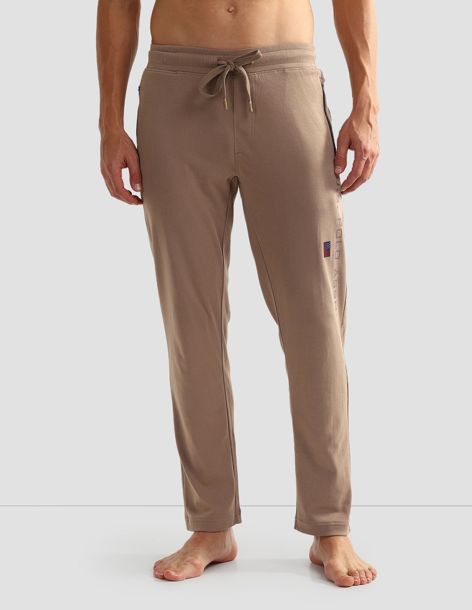 Mid Rise Solid OR002 Lounge Track Pants - Pack Of 1 Stucco - U.S. POLO ASSN. | Large