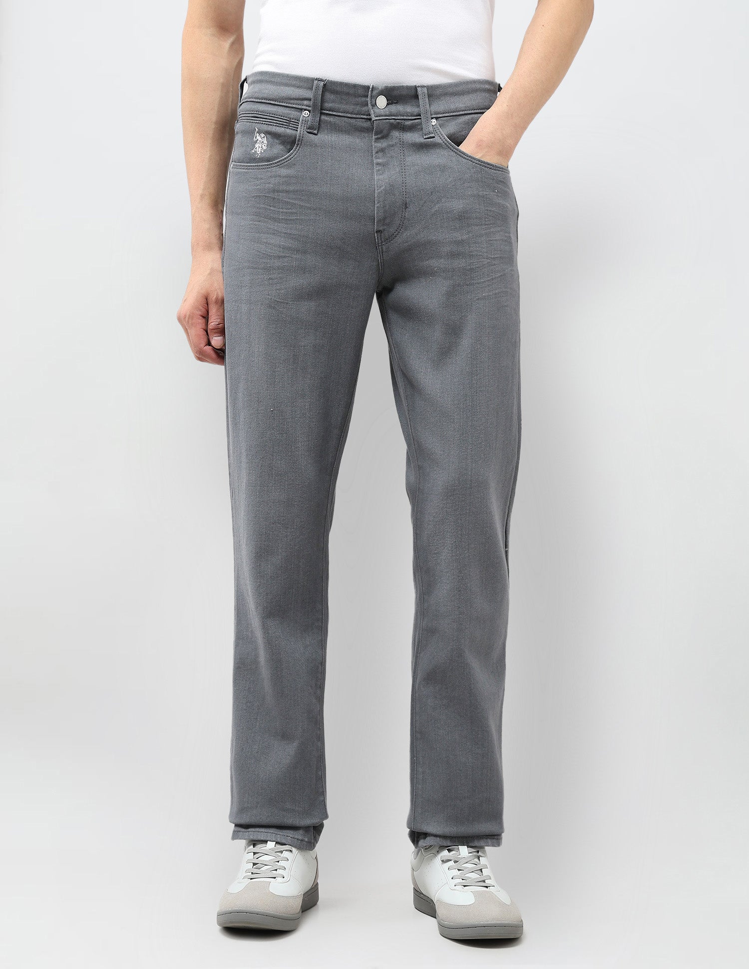 Harold Slim Straight Fit Black Gold Jeans Dark Grey Wash - U.S. POLO ASSN. | Large