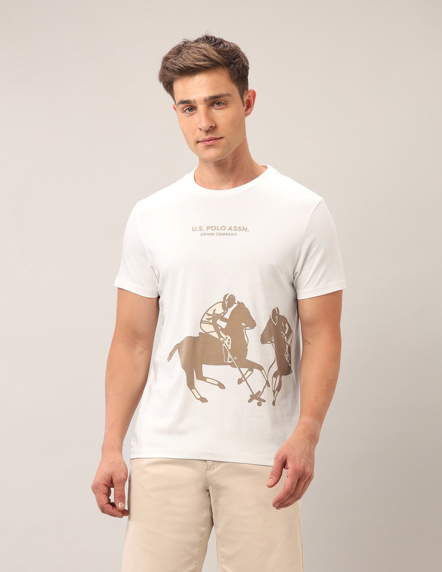 Muscle Fit Outdoor T-Shirt Ivory - U.S. Polo Assn. India | Large