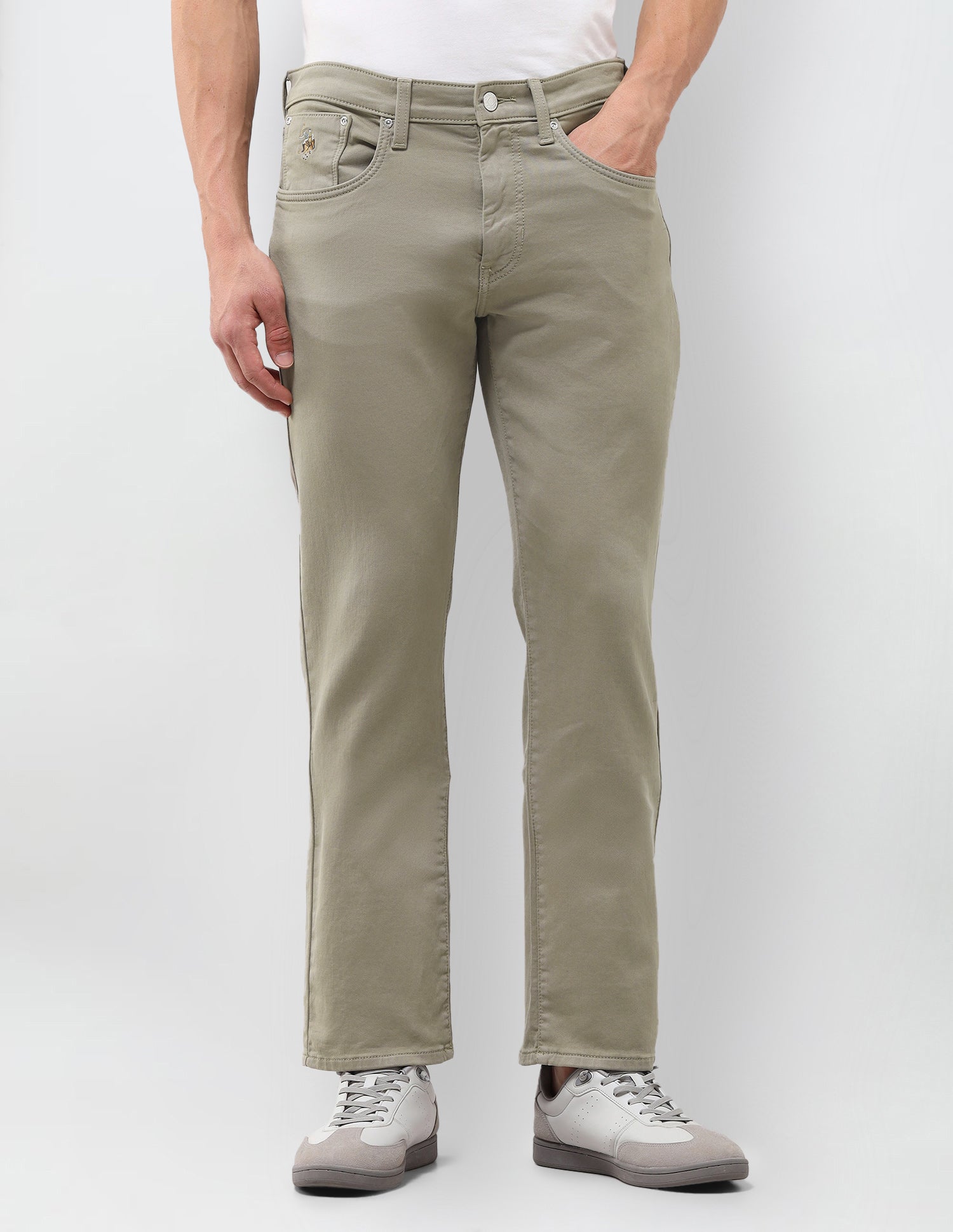 Harold Slim Straight Fit Green Jeans Olive - U.S. Polo Assn. India | Large