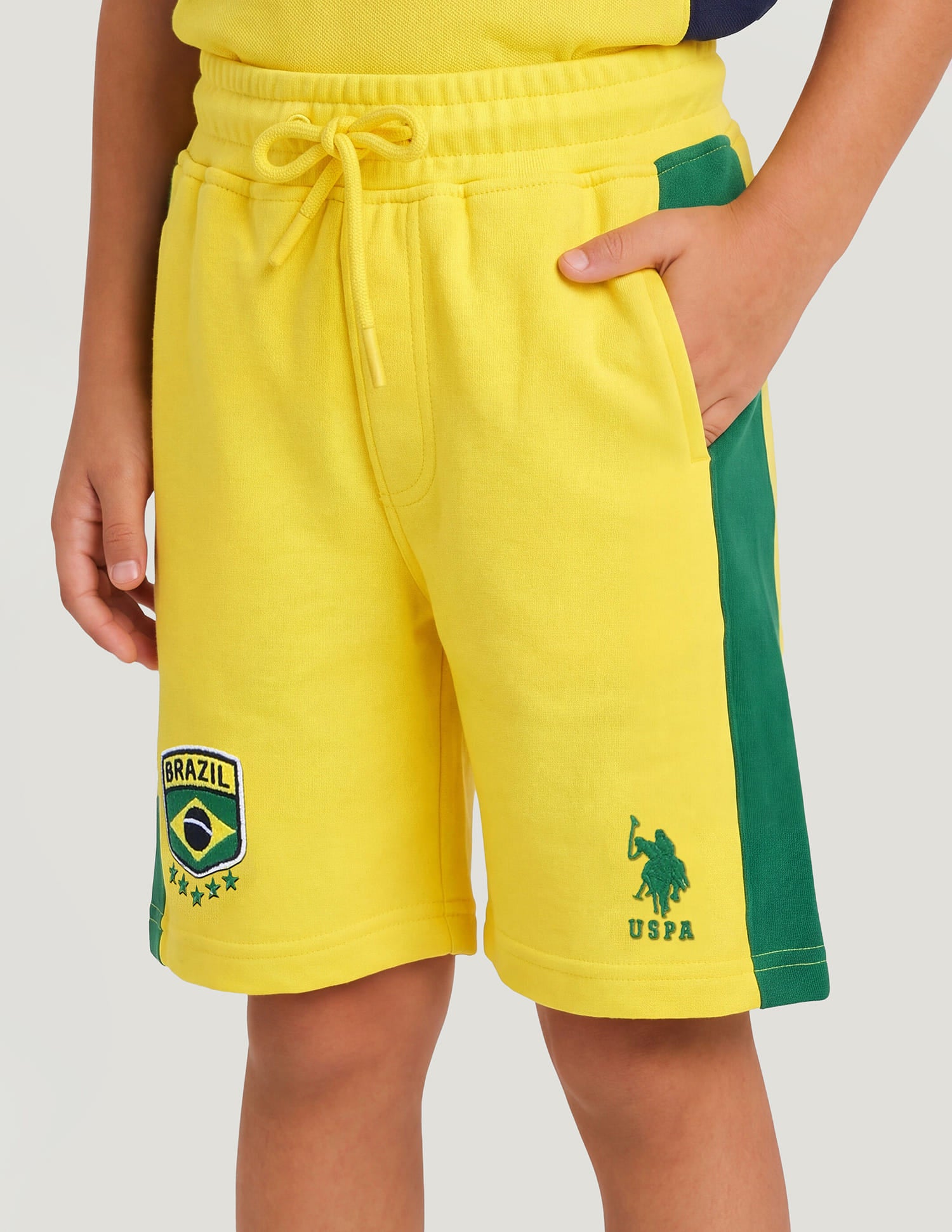Colourblocked Regular Fit Shorts Yellow - U.S. Polo Assn. India | Large
