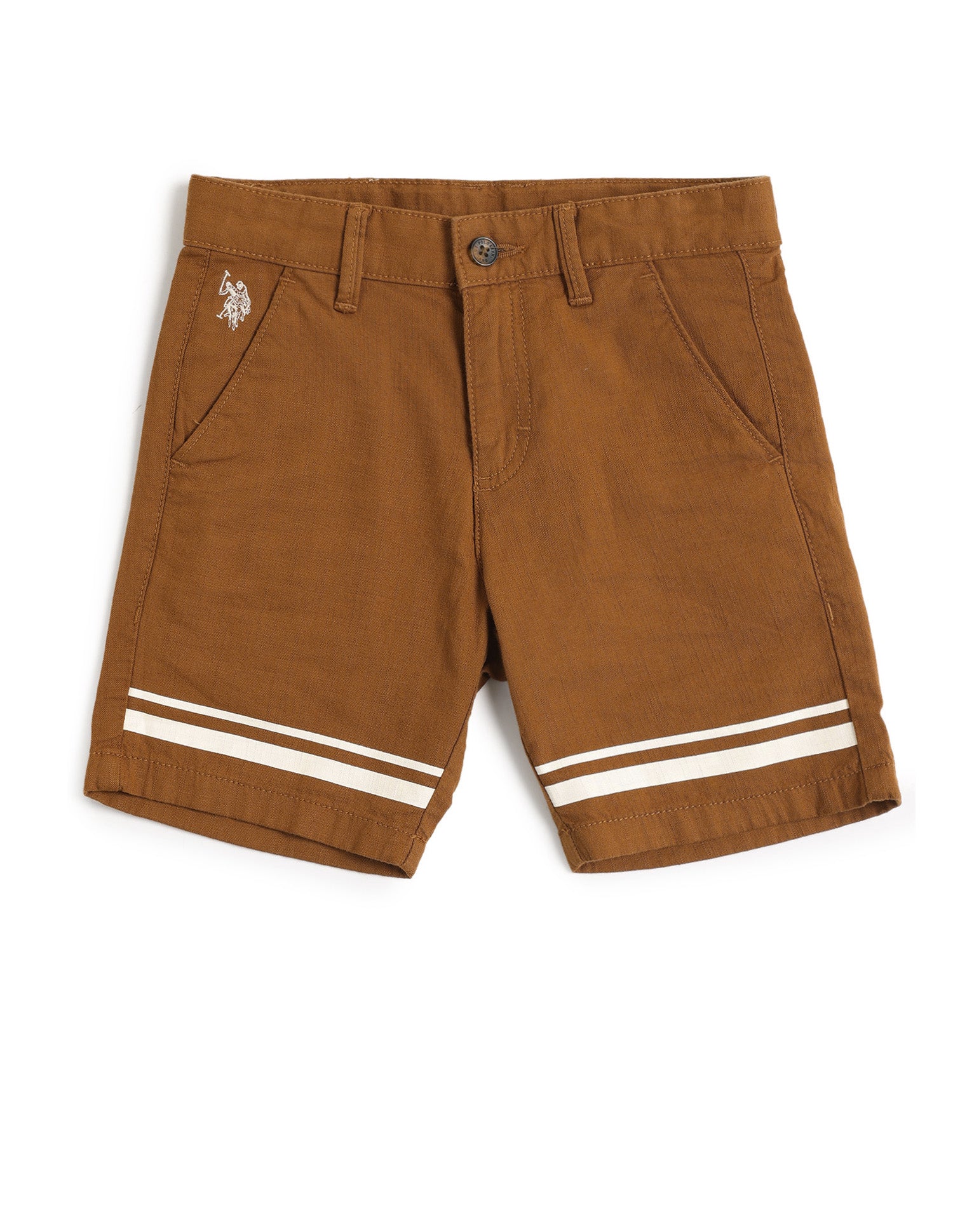 Boys Horizontal Striped Regular Fit Shorts Brown - U.S. POLO ASSN. | Large