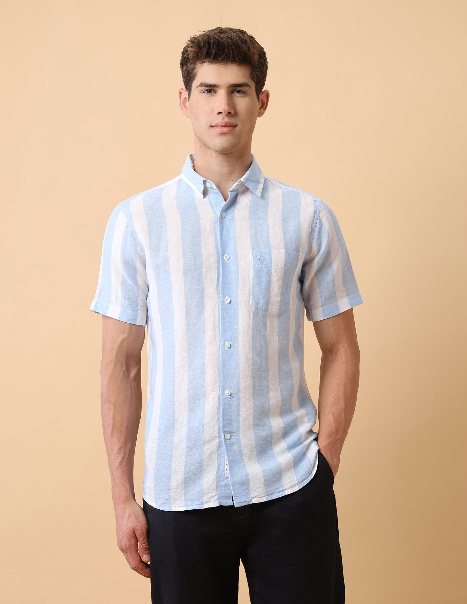 Pacho X Vertical Striped Regular Fit Shirt Blue - U.S. Polo Assn. India | Large