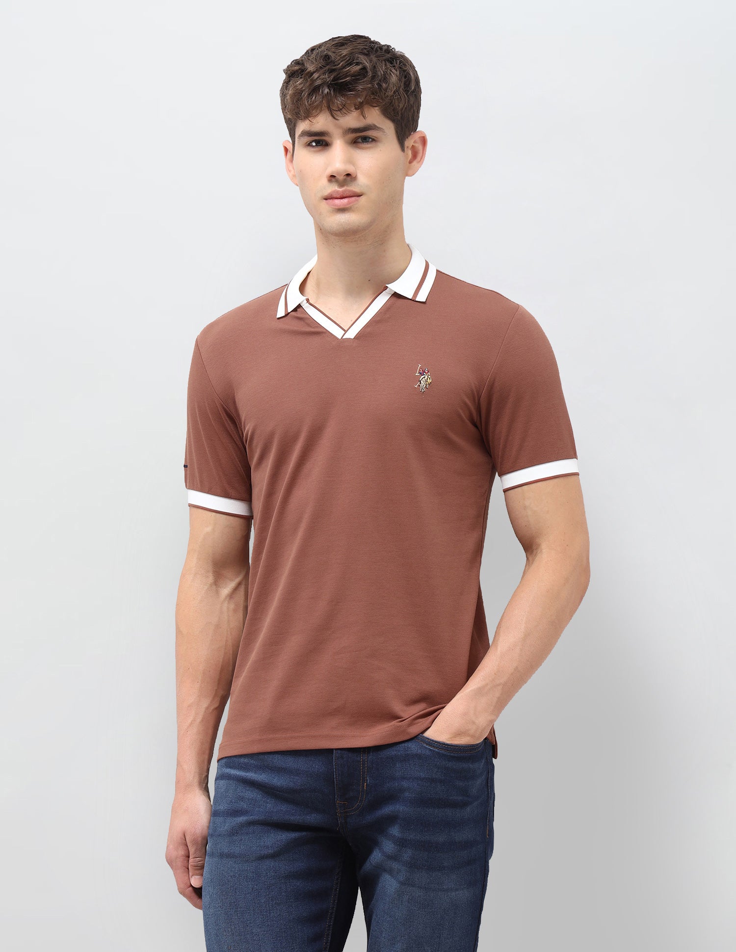 Solid Slim Fit Polo Shirt Rust - U.S. Polo Assn. India | Large