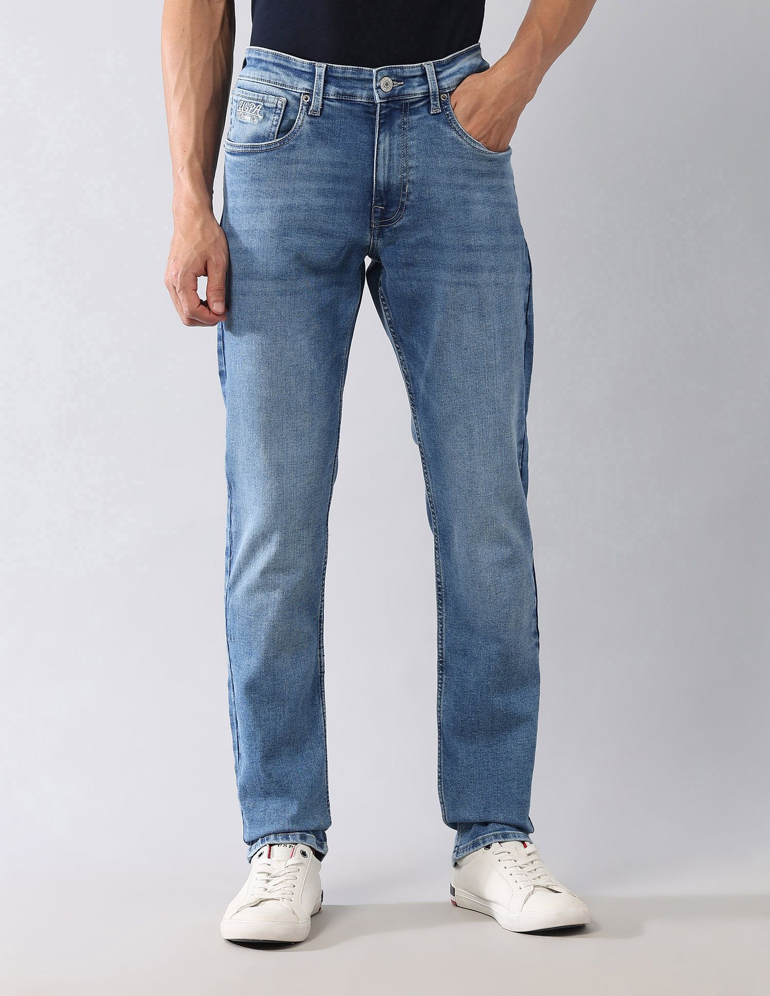 Brandon Slim Tapered Fit Blue Jeans Blue - U.S. POLO ASSN. | Large