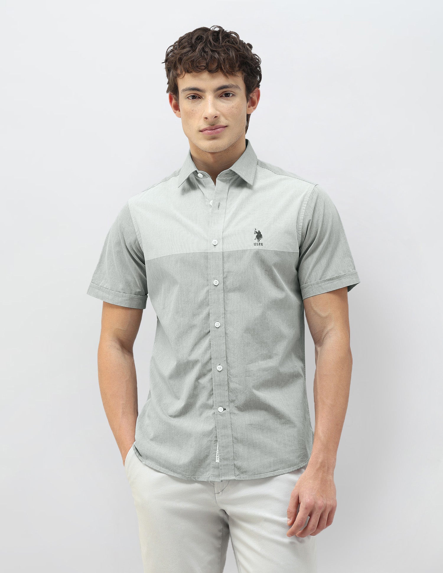 Casa De Campo Regular Fit Shirt Light Olive - U.S. Polo Assn. India | Large