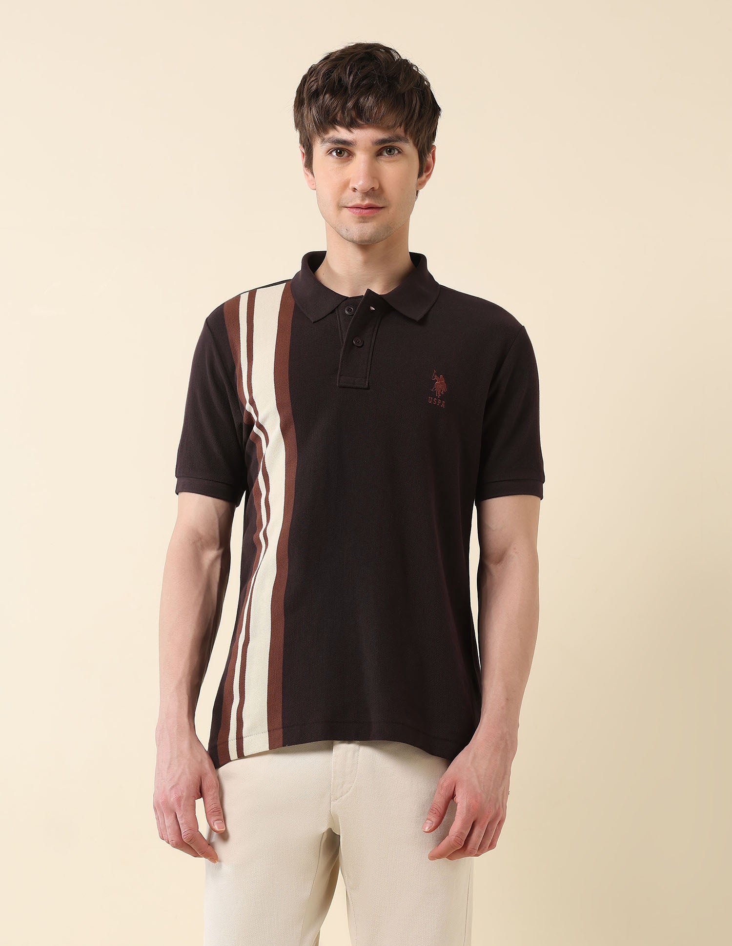Colourblocked Classic Polo Shirt Dark Brown - U.S. POLO ASSN. | Large