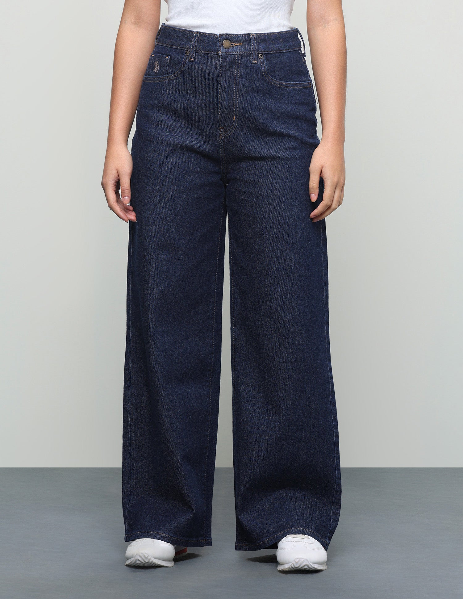 Rinsed Wide Leg Fit Jeans Dark Blue - U.S. Polo Assn. India | Large