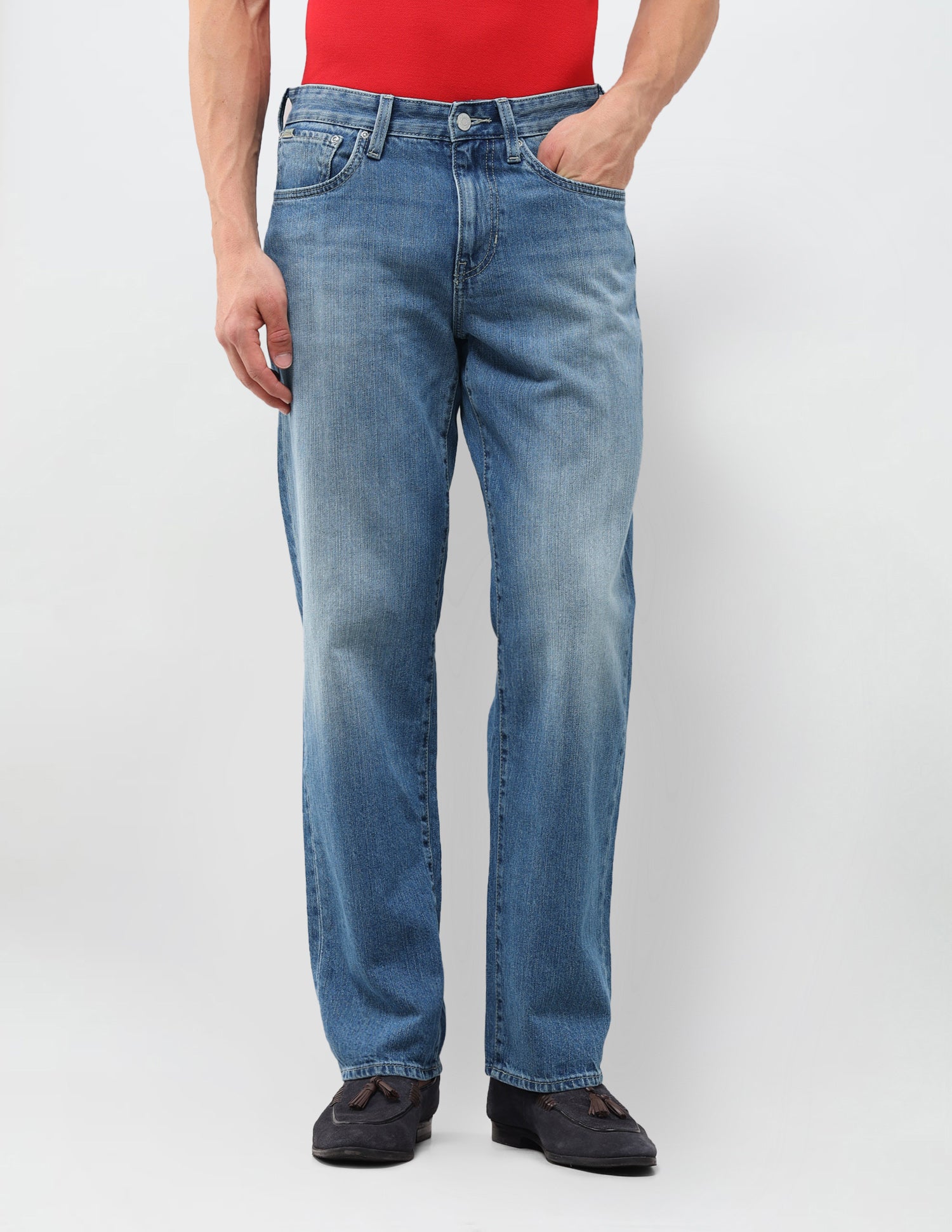 Shawn Relaxed Fit Blue Jeans Mid Blue - U.S. Polo Assn. India | Large