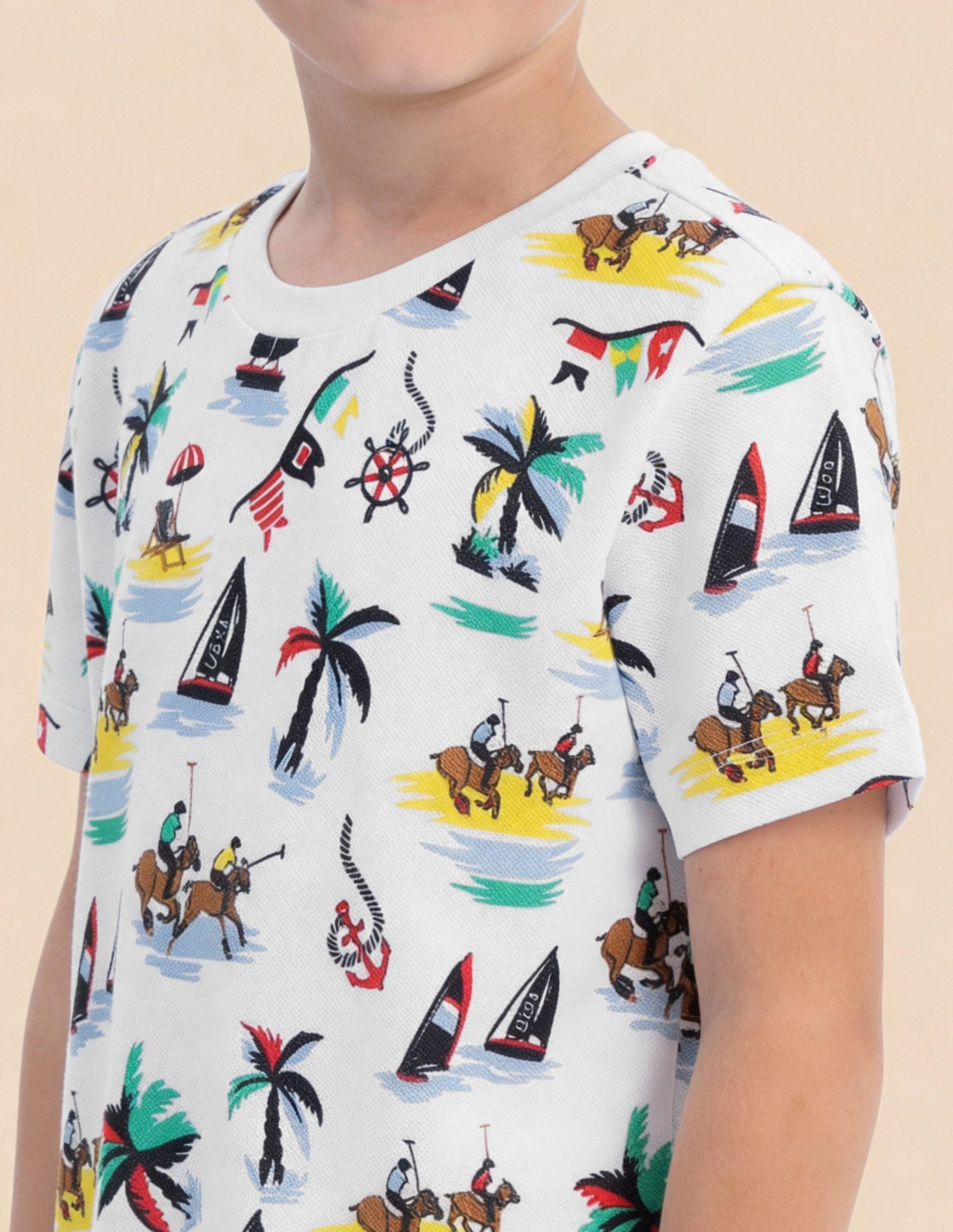 Boys Graphic Printed Regular Fit T-Shirt White - U.S. Polo Assn. India | Large