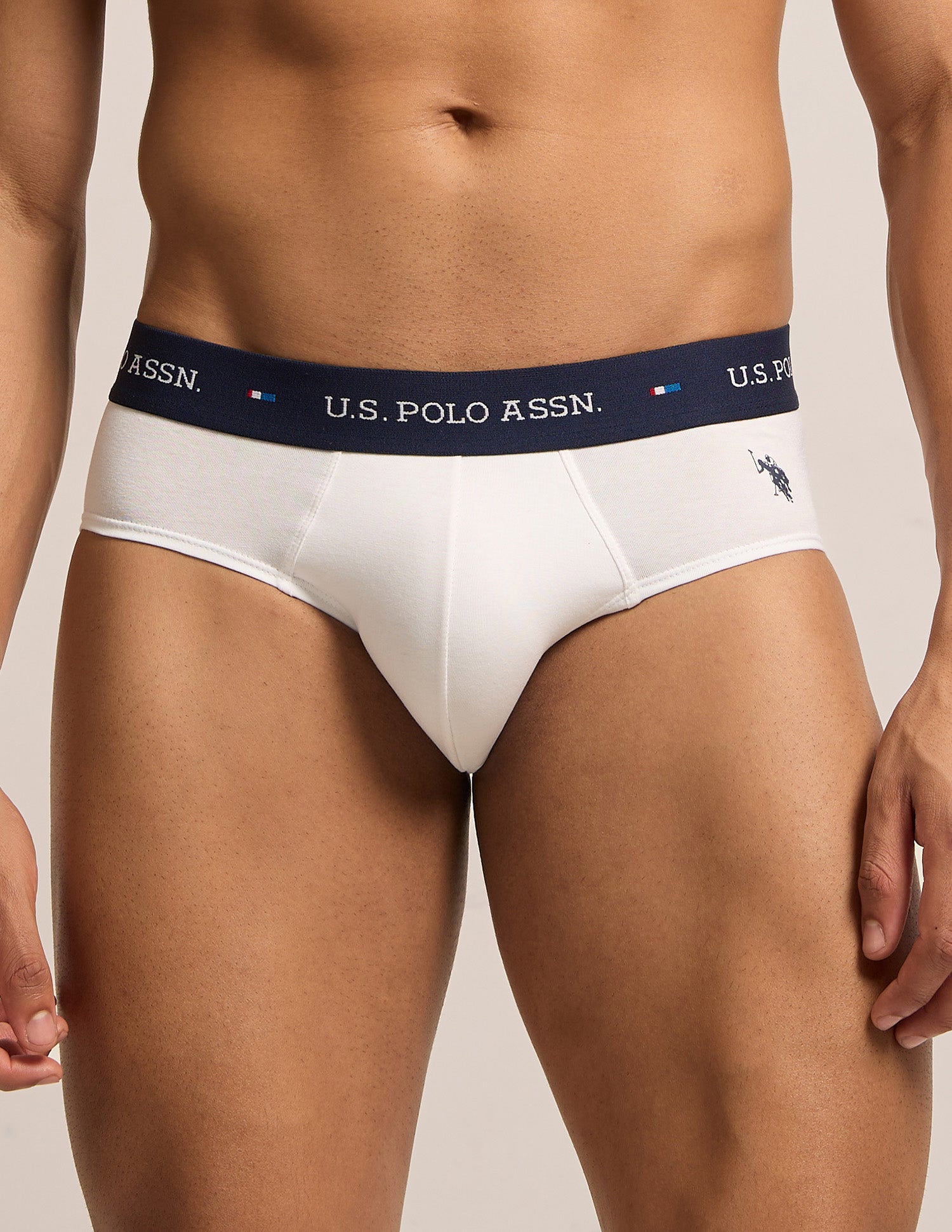 Breathable Cotton Stretch OEB25 Briefs - Pack of 3 Navy|Red|White - U.S. Polo Assn. India | Large