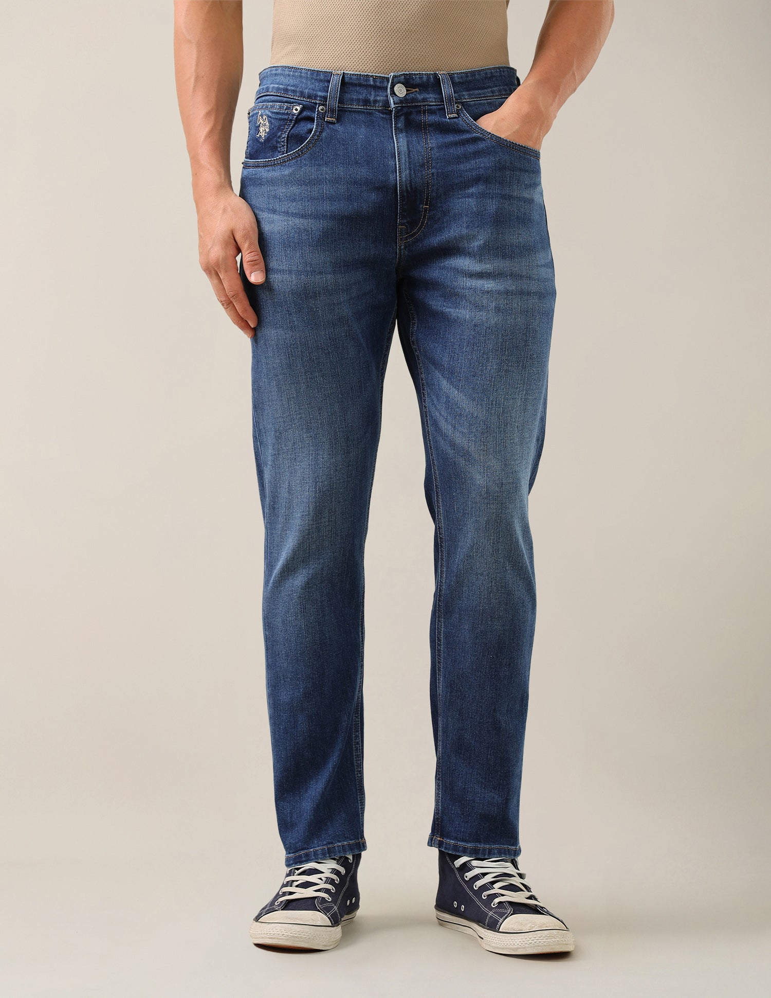 Cole Comfort Cropped Fit Blue Jeans Blue - U.S. Polo Assn. India | Large